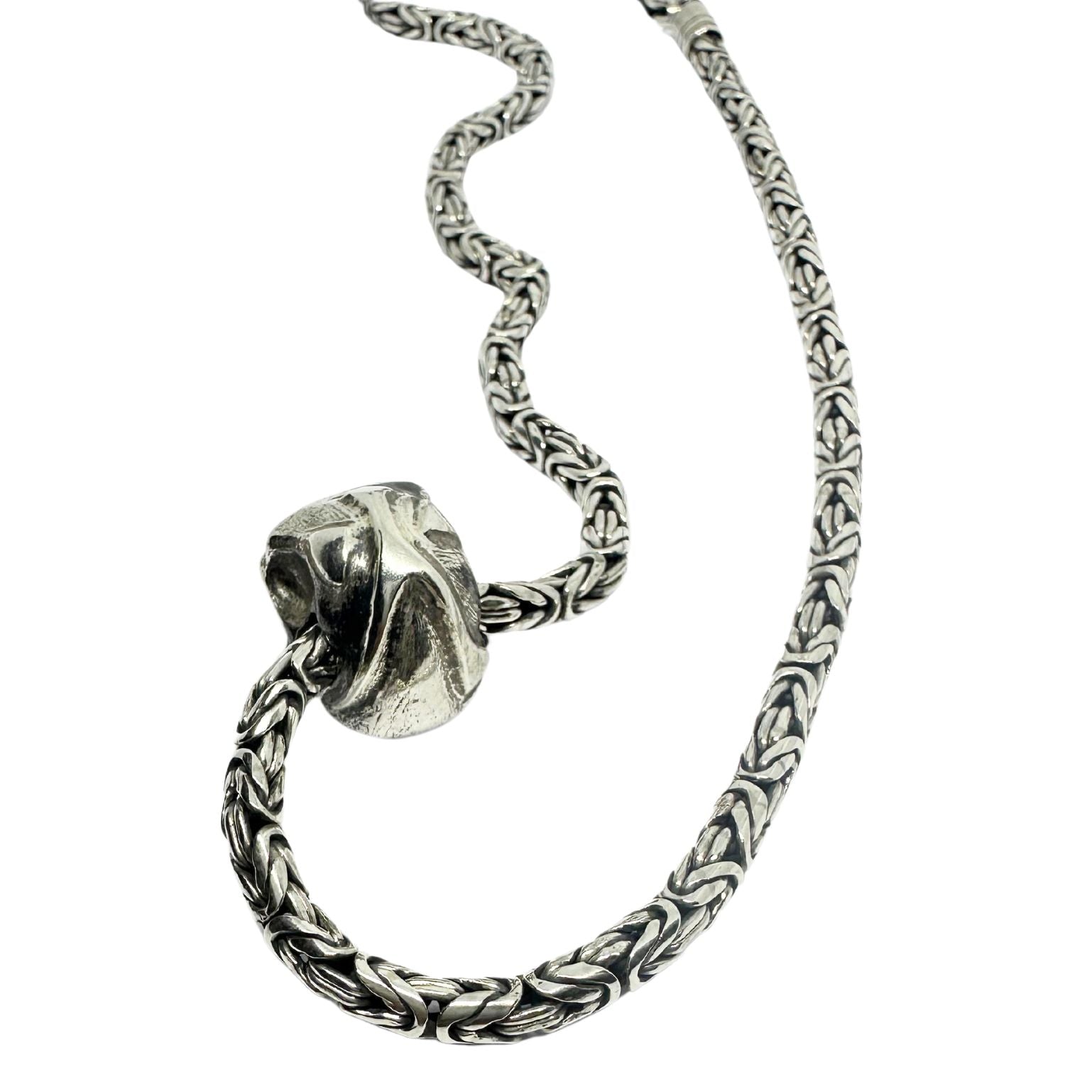 Skull Japanese Sign Fire Flat Byzantine Chain – Sterling Silver 925 - Tg-Jewellery By Tamara Gervasio