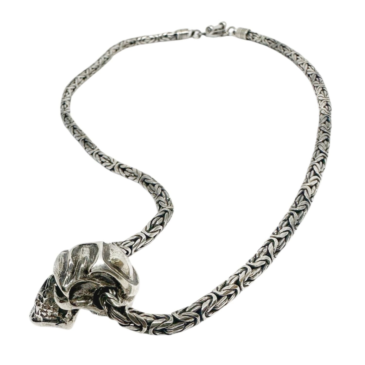 Sterling Silver Skull Pendant Necklace – “Oneself” Japanese Symbol Engraving