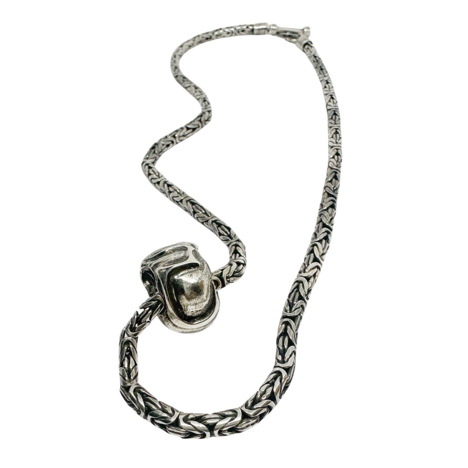 Sterling Silver Skull Pendant Necklace – “Oneself” Japanese Symbol Engraving