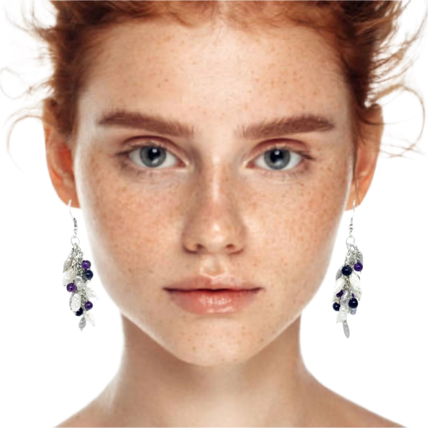 Grappolo Gemstone Earrings – Freshwater Pearls & Amethyst - Tg-Jewellery By Tamara Gervasio