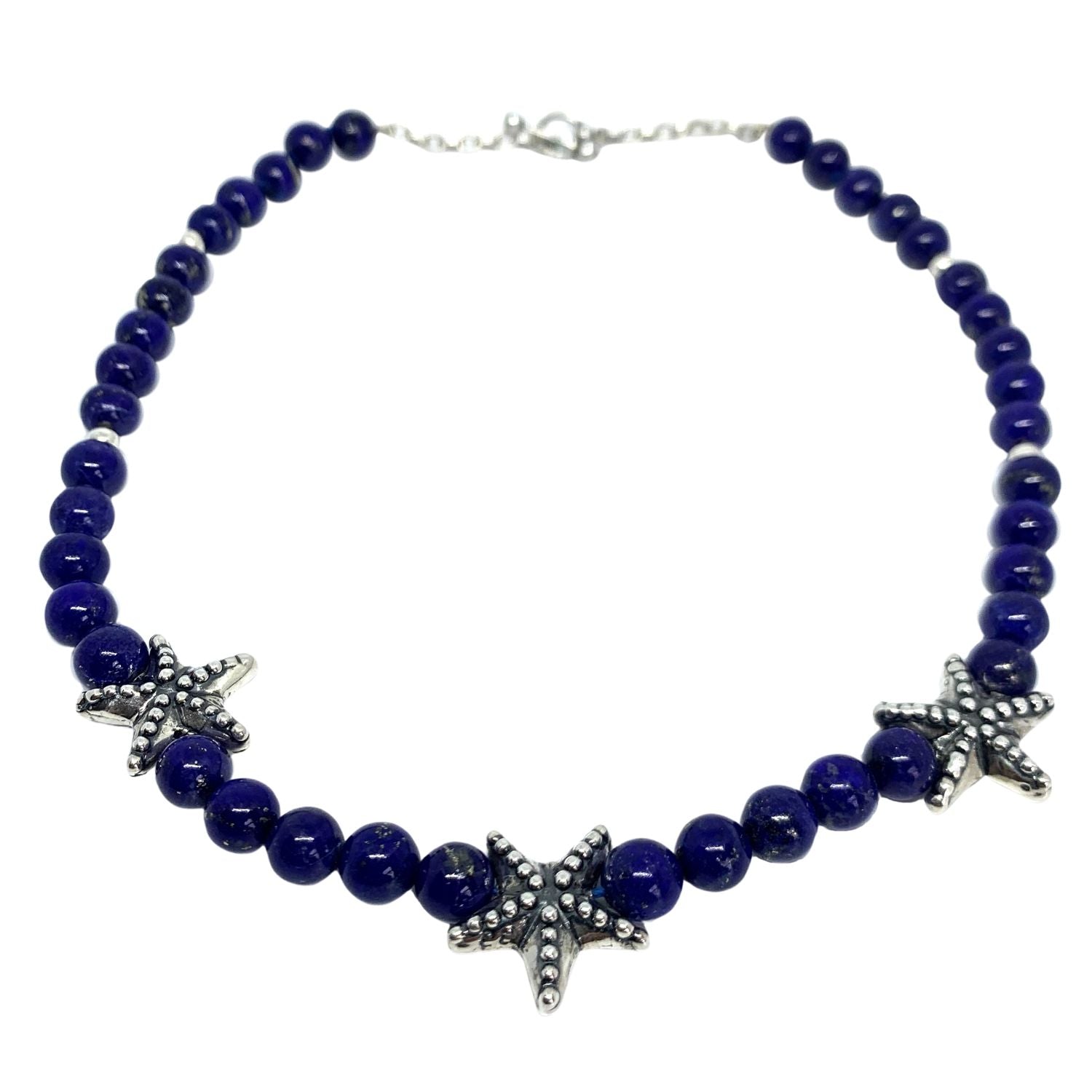 Handmade Lapis Lazuli Necklace with Sterling Silver Starfish - Tg-Jewellery By Tamara Gervasio