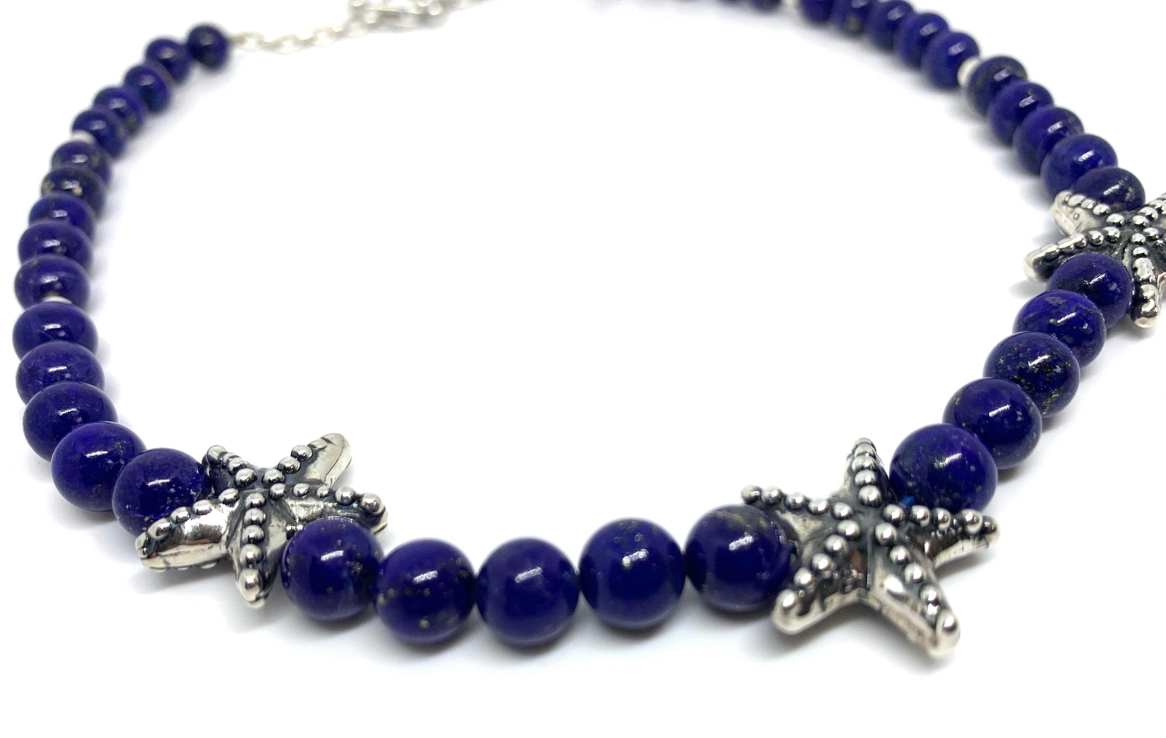 Handmade Lapis Lazuli Necklace with Sterling Silver Starfish - Tg-Jewellery By Tamara Gervasio