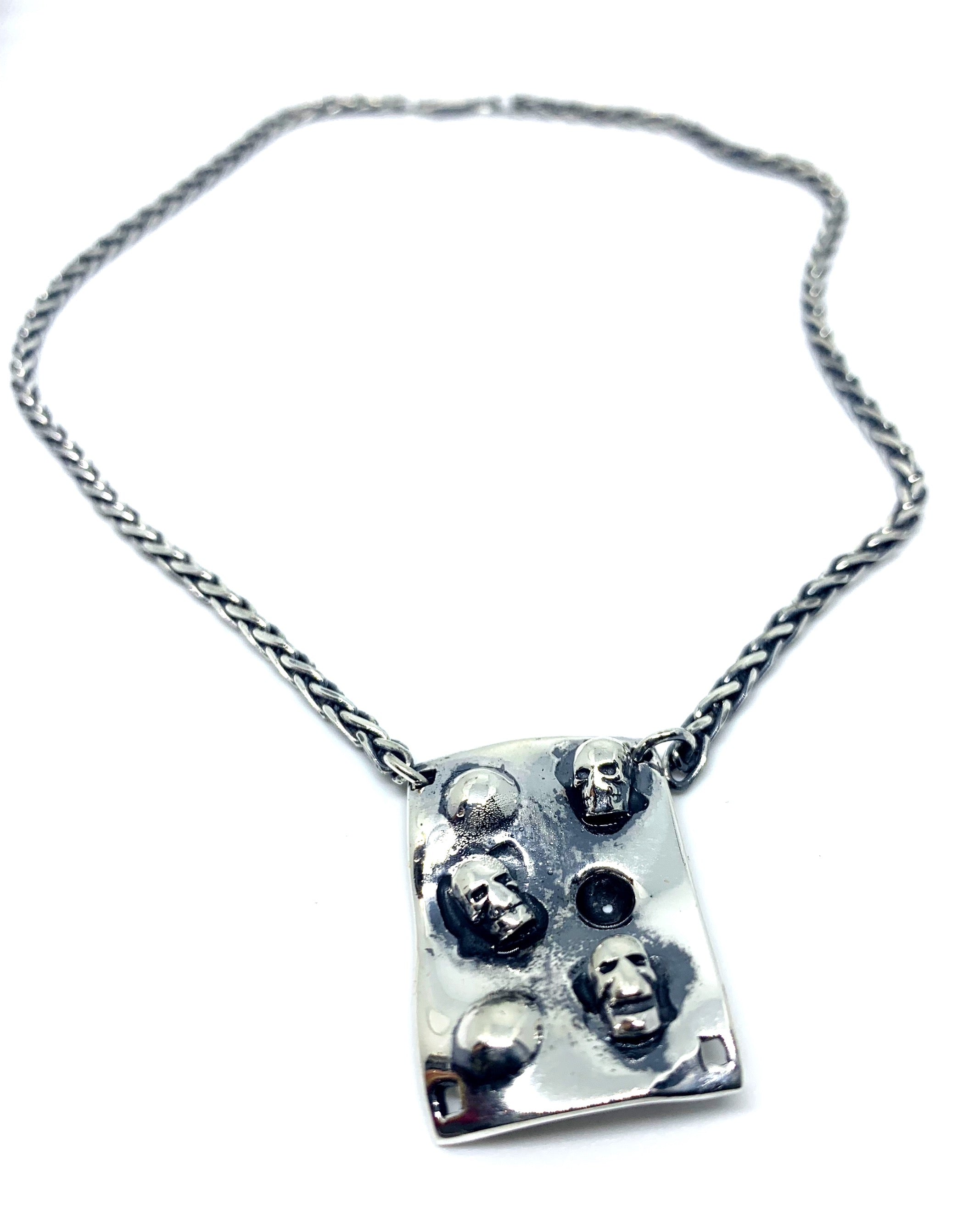 Skull Choker Byzantine Chain Necklace in Sterling Silver 925 - Tg-Jewellery By Tamara Gervasio