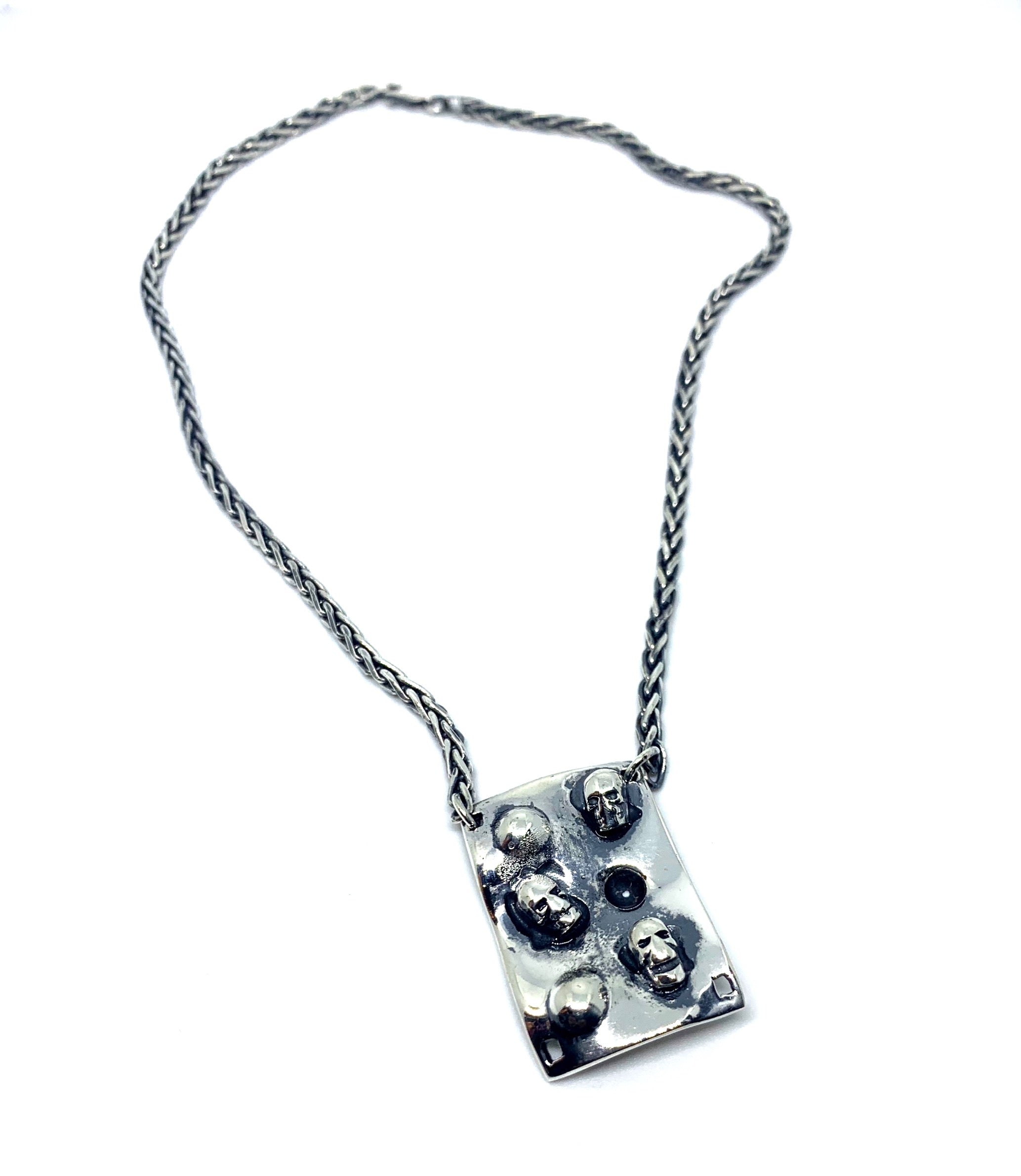 Skull Choker Byzantine Chain Necklace in Sterling Silver 925 - Tg-Jewellery By Tamara Gervasio