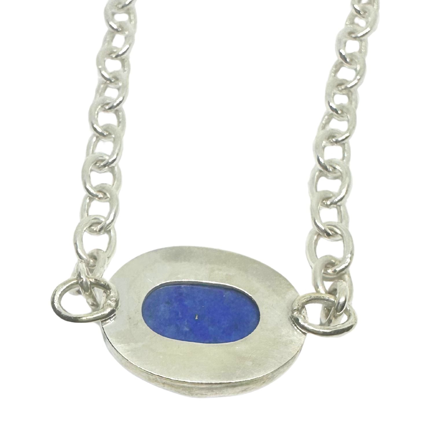Lapis Lazuli Choker Necklace – Sterling Silver Oval Chain - Tg-Jewellery By Tamara Gervasio