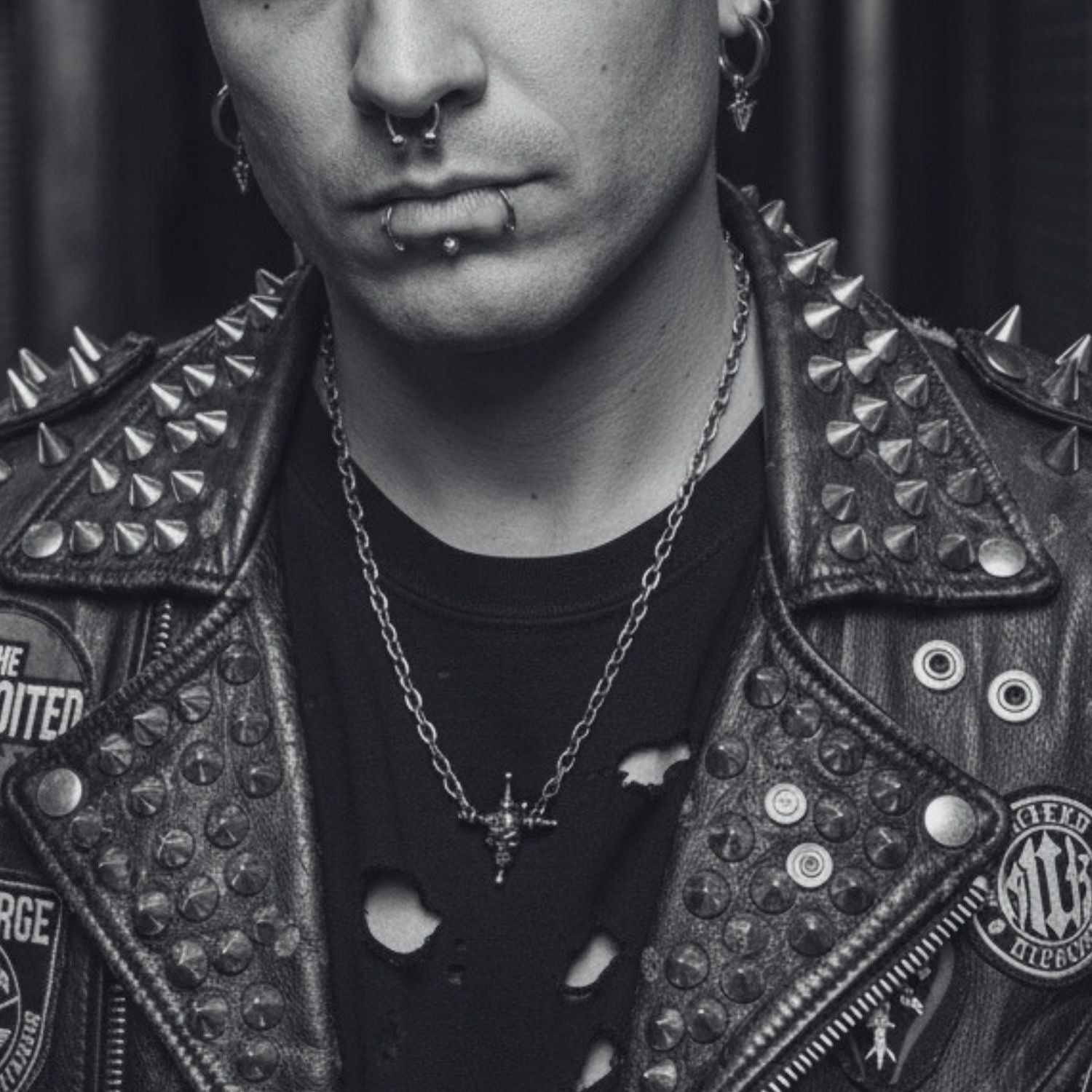 Punk Skull Necklace in Sterling Silver 925 & Brass Ball – 47cm