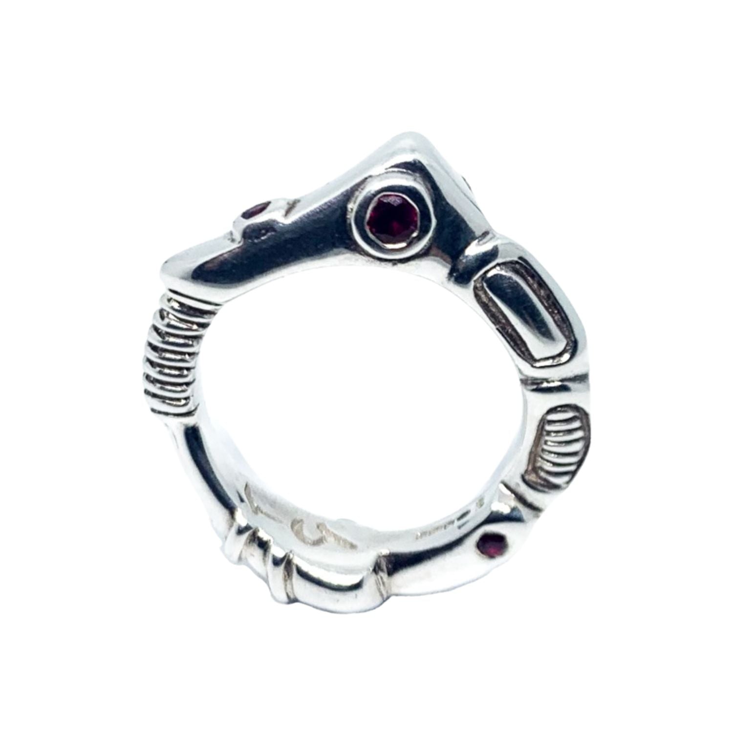 Handcrafted sterling silver 925 Organic Matter ring with ruby stones lost wax carved Abyss Collection - Tg-Jewellery By Tamara Gervasio