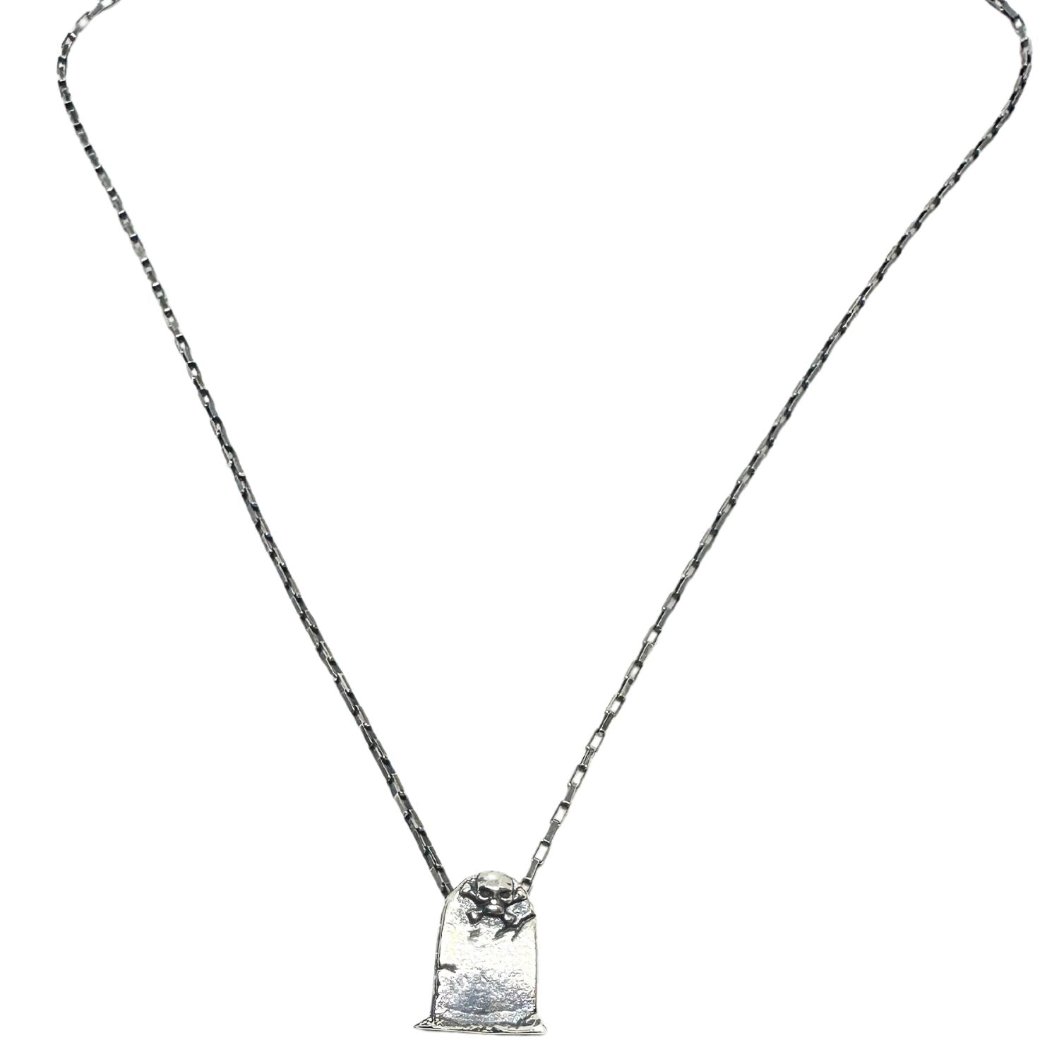 Men’s Skeleton Grave Rectangular Chain Necklace Silver - Tg-Jewellery By Tamara Gervasio