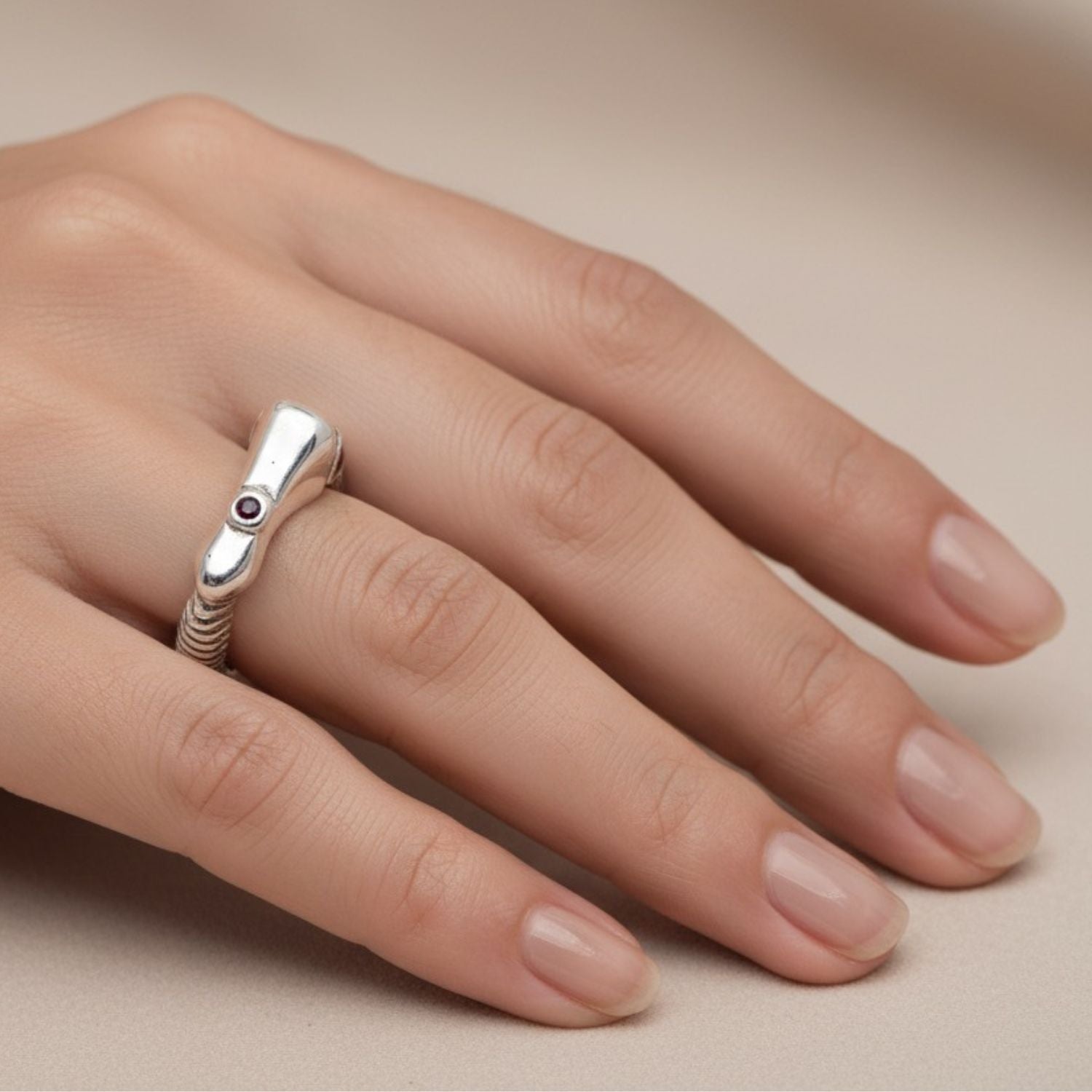 Organic Matter Ring | Sterling Silver 925 with Cubic Zirconia, Sapphire, or Ruby