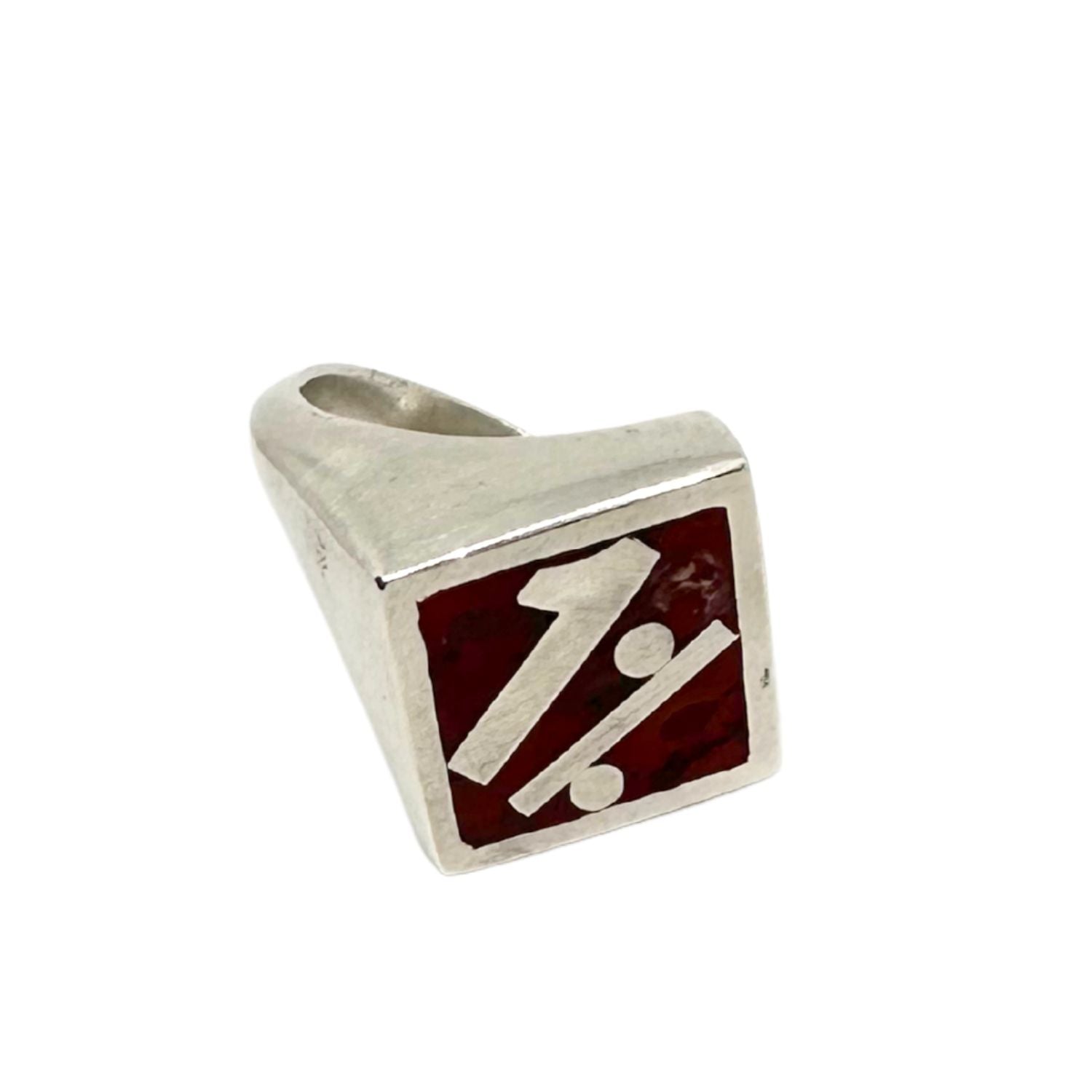 Chunky Sterling Silver "1%" Ring – Red Marble Enamel - Tg-Jewellery By Tamara Gervasio