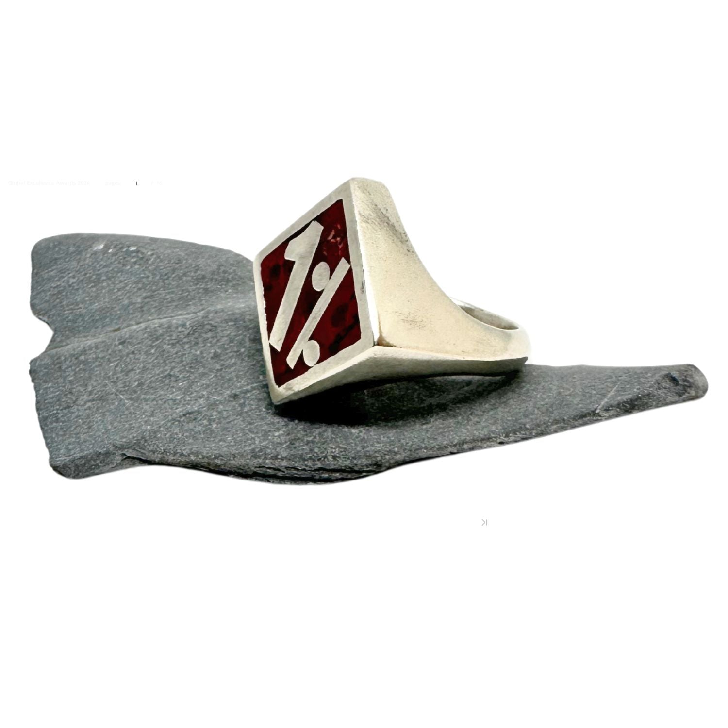 Chunky Sterling Silver "1%" Ring – Red Marble Enamel - Tg-Jewellery By Tamara Gervasio