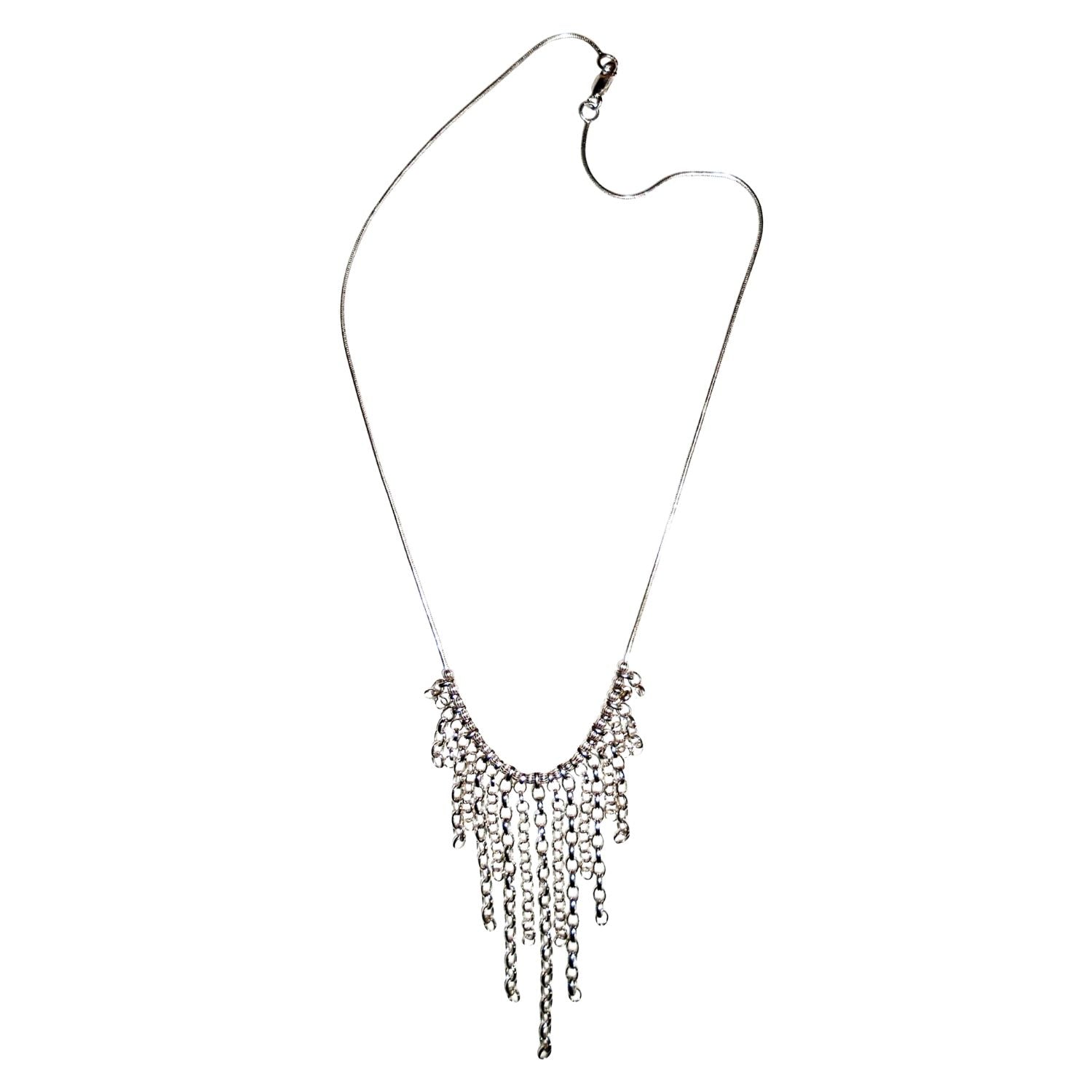 Handcrafted recycled sterling silver rain drop chain necklace 46cm – TG-Jewellery