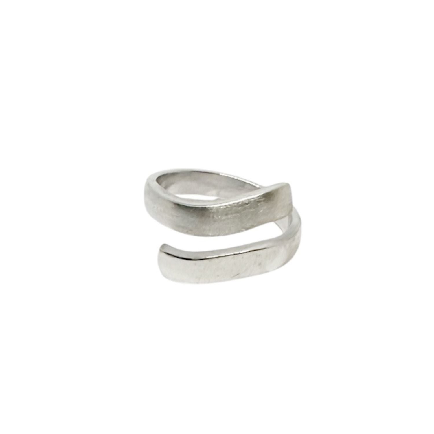 One of a Kind Recycled Sterling Silver Adjustable Ring — 11.8mm top width, satin finish, handcrafted in Cornwall