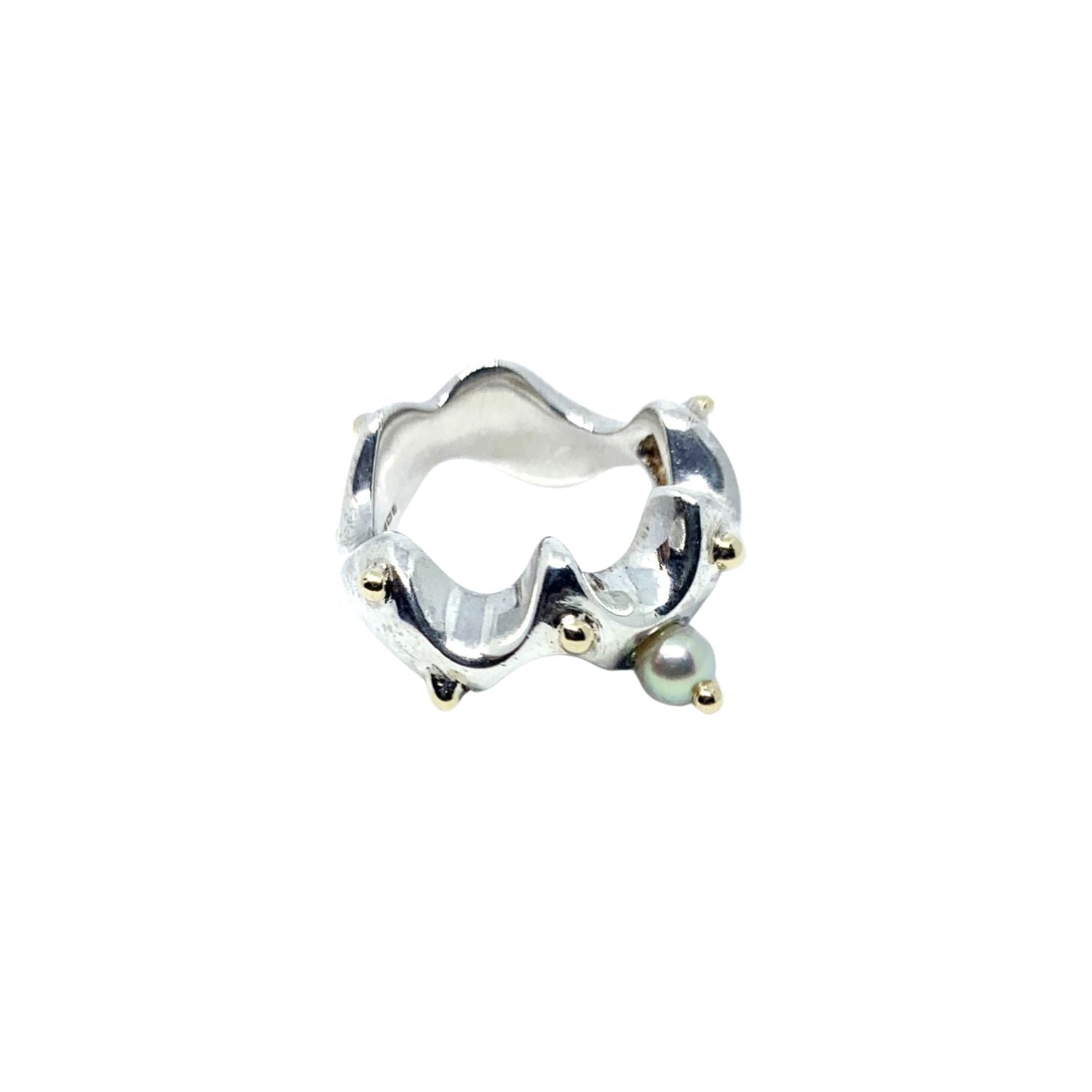 Sea Slug Ring – Sterling Silver 925 with Pearl & 18k Yellow Gold - Tg-Jewellery By Tamara Gervasio