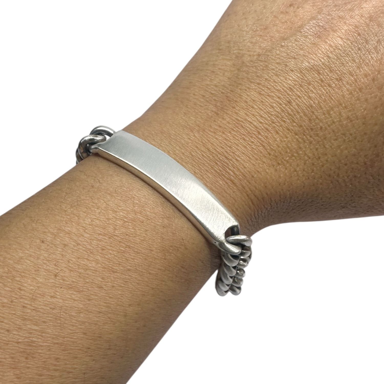 Men’s Sterling Silver ID Bracelet – Satin & Oxidised Finish, Handmade