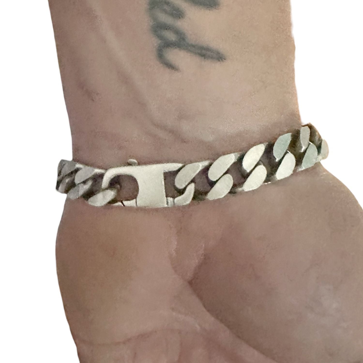 Men’s Sterling Silver ID Bracelet – Recycled Silver Plate & Curb Chain