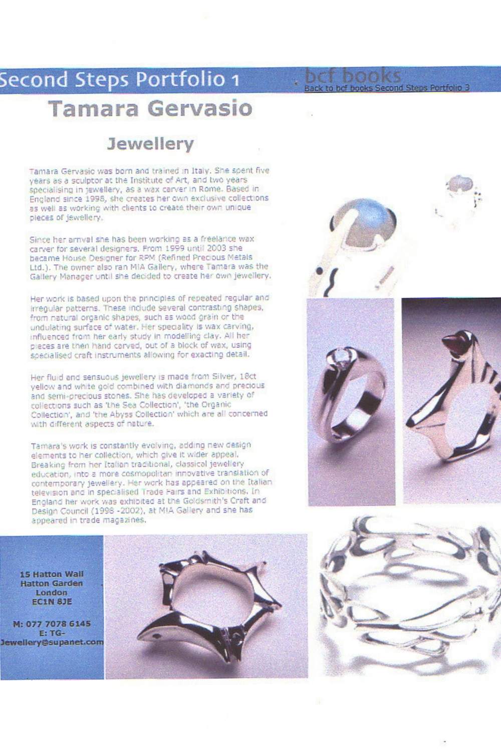 Second steps portfolio article about tg-jewellery by Tamara Gervasio