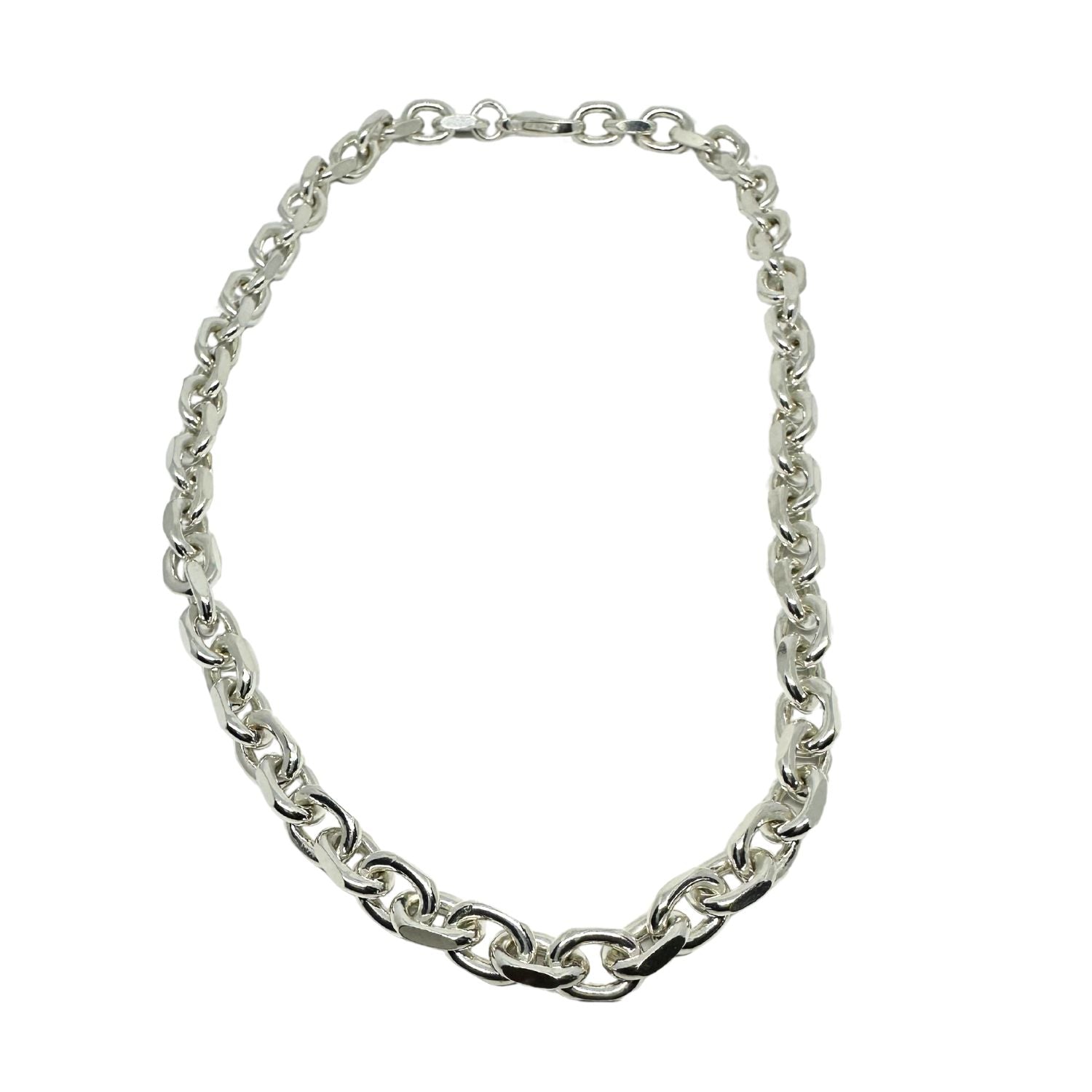 Men’s Rectangular Trace Chain Necklace – Sterling Silver 925 - Tg-Jewellery By Tamara Gervasio