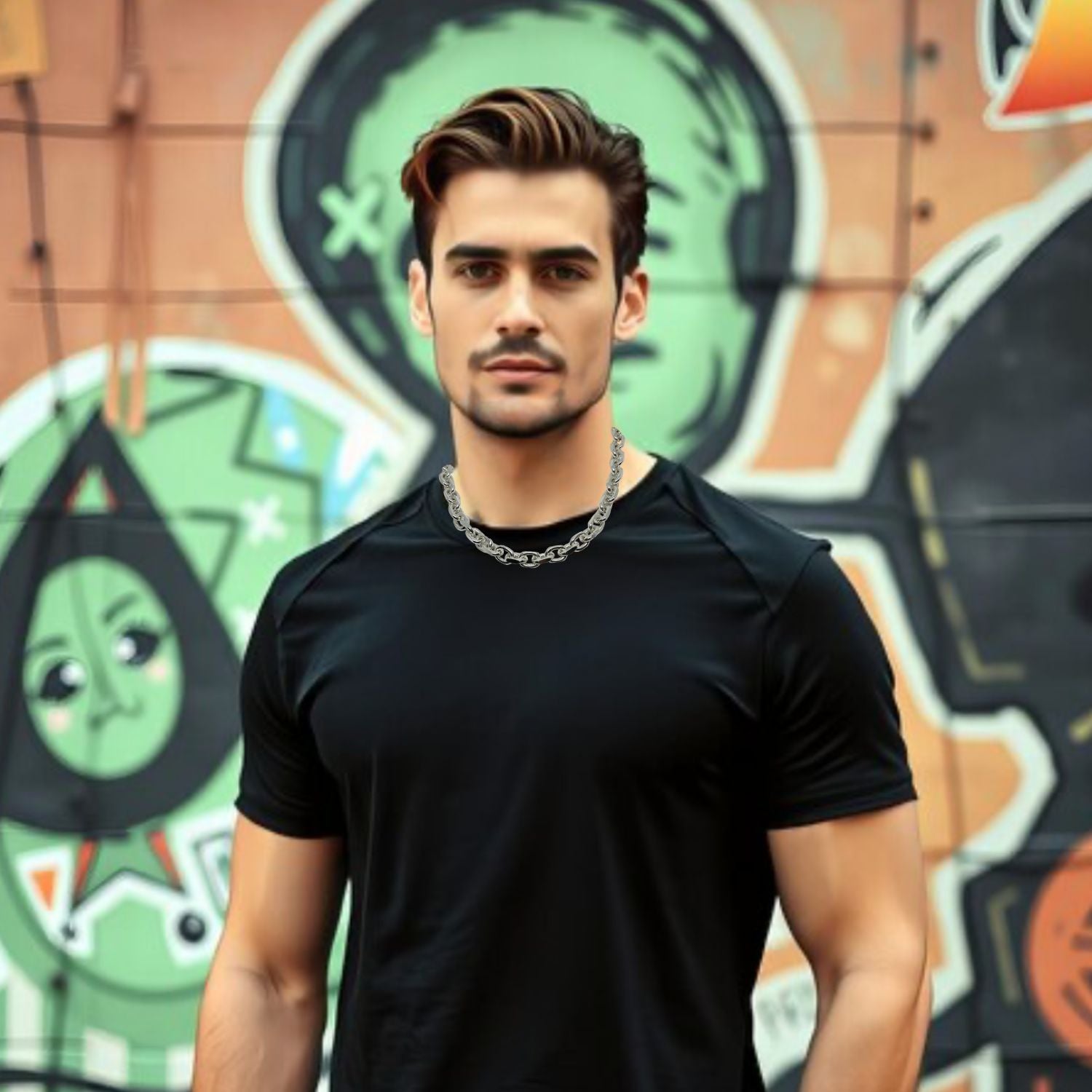 Men’s Rectangular Trace Chain Necklace – Sterling Silver 925 - Tg-Jewellery By Tamara Gervasio