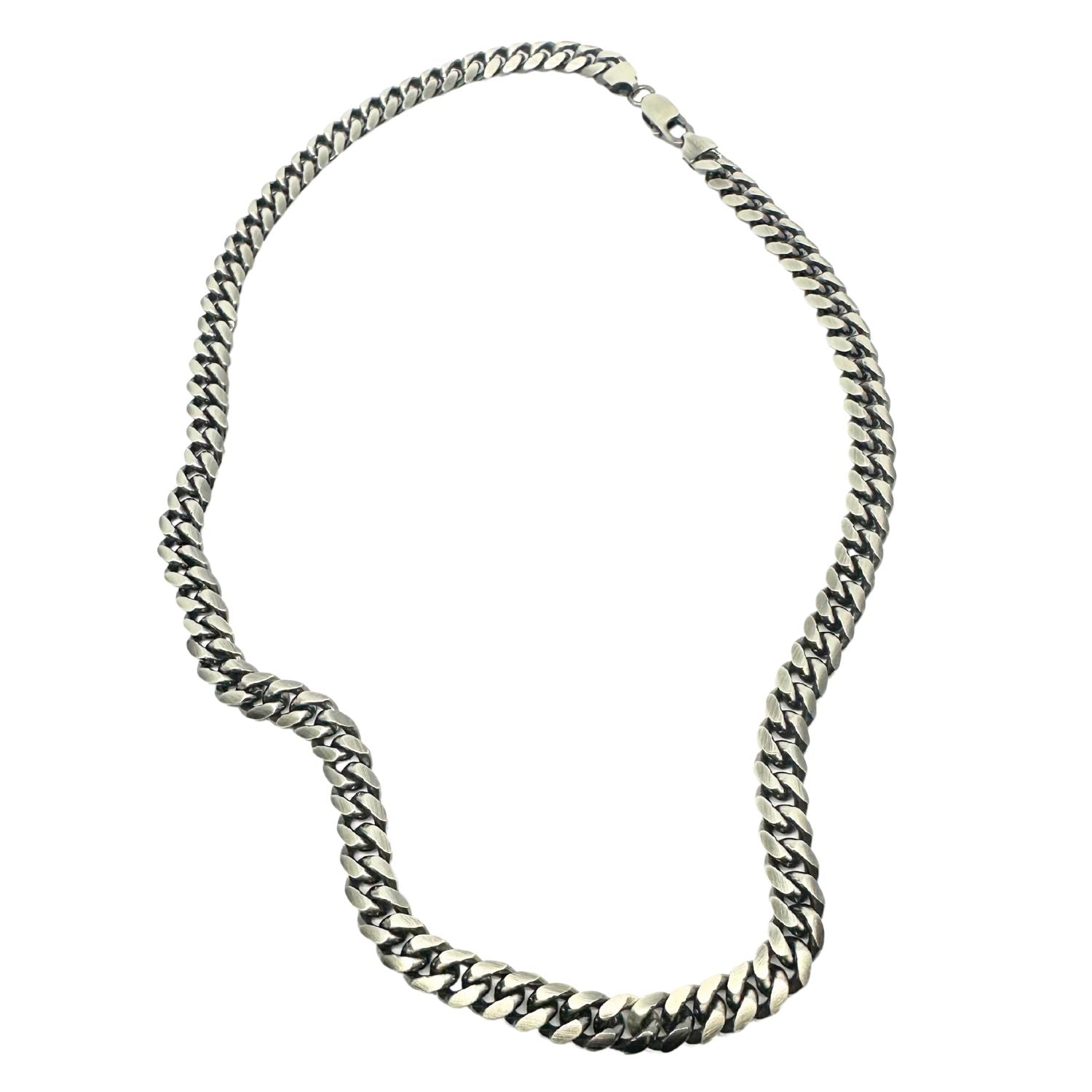 Men’s Satin & Oxidized Curb Chain Necklace in Sterling Silver 925 – 51cm - Tg-Jewellery By Tamara Gervasio