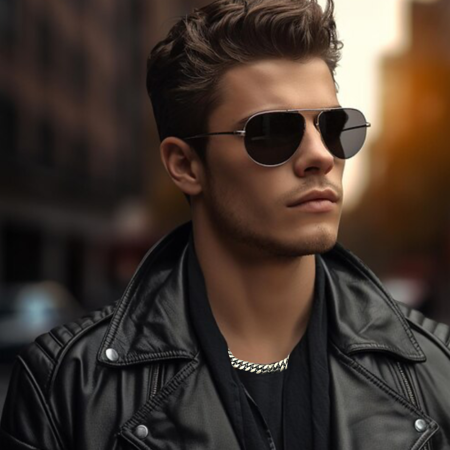 Men’s Satin & Oxidized Curb Chain Necklace in Sterling Silver 925 – 51cm - Tg-Jewellery By Tamara Gervasio