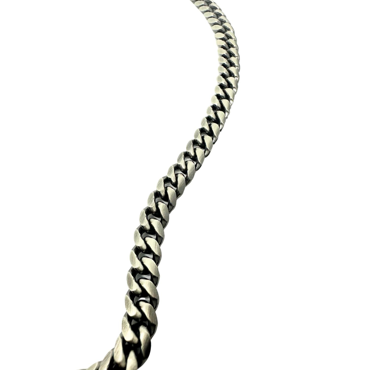 Men’s Satin & Oxidized Curb Chain Necklace in Sterling Silver 925 – 51cm - Tg-Jewellery By Tamara Gervasio