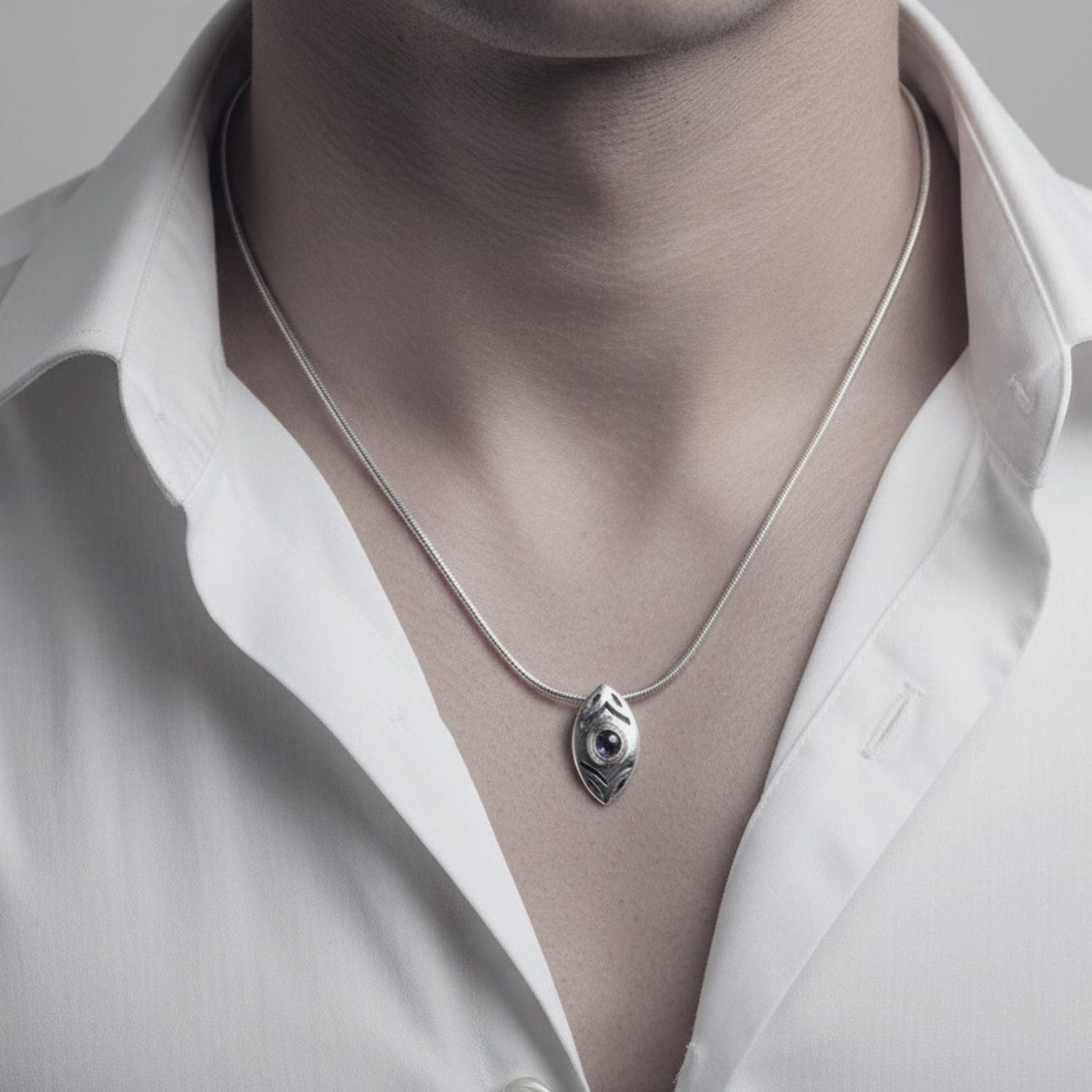 Eclipse Eye Unique Necklace – Sterling Silver & Blue Sapphire