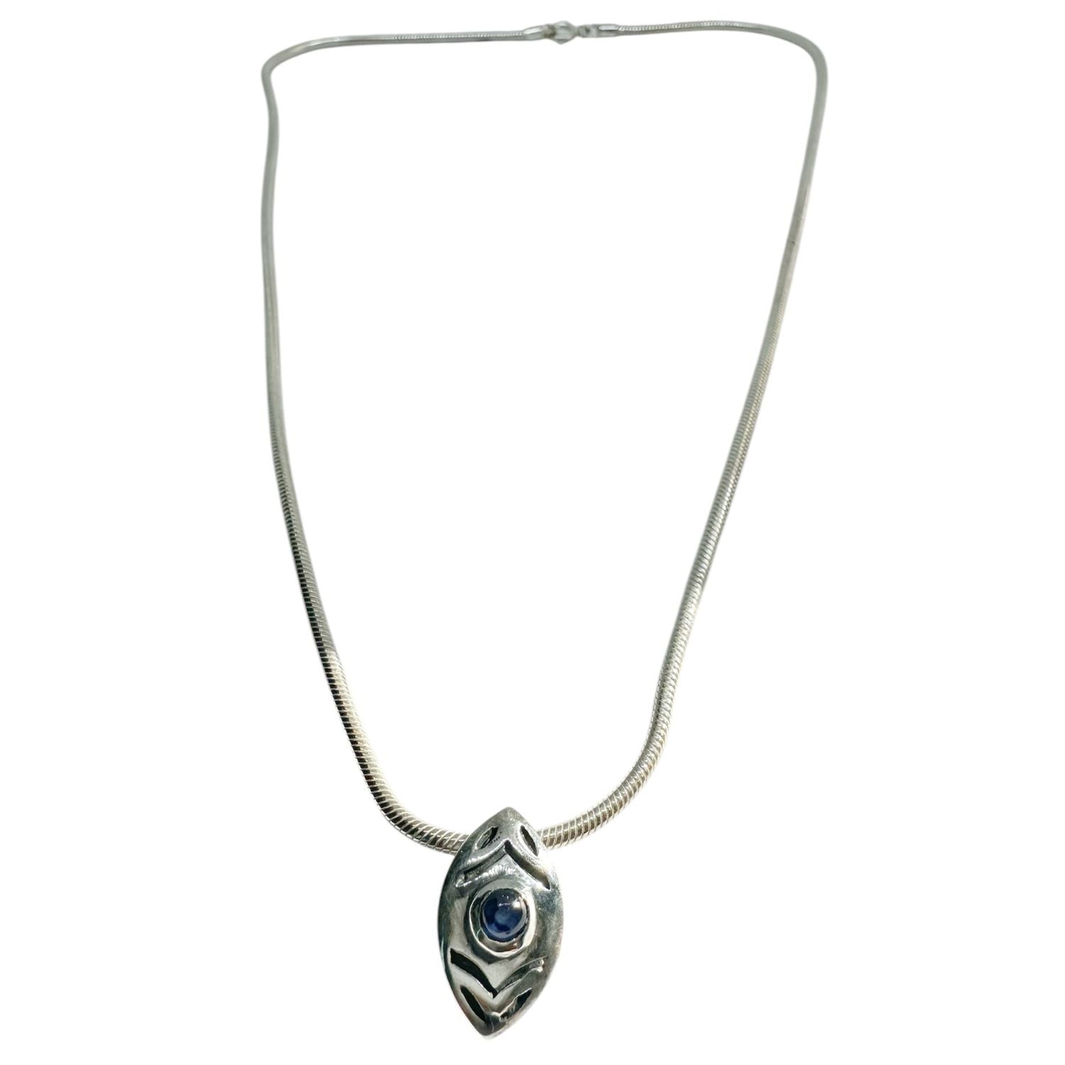 Eclipse Eye Unique Necklace – Sterling Silver & Blue Sapphire - Tg-Jewellery By Tamara Gervasio