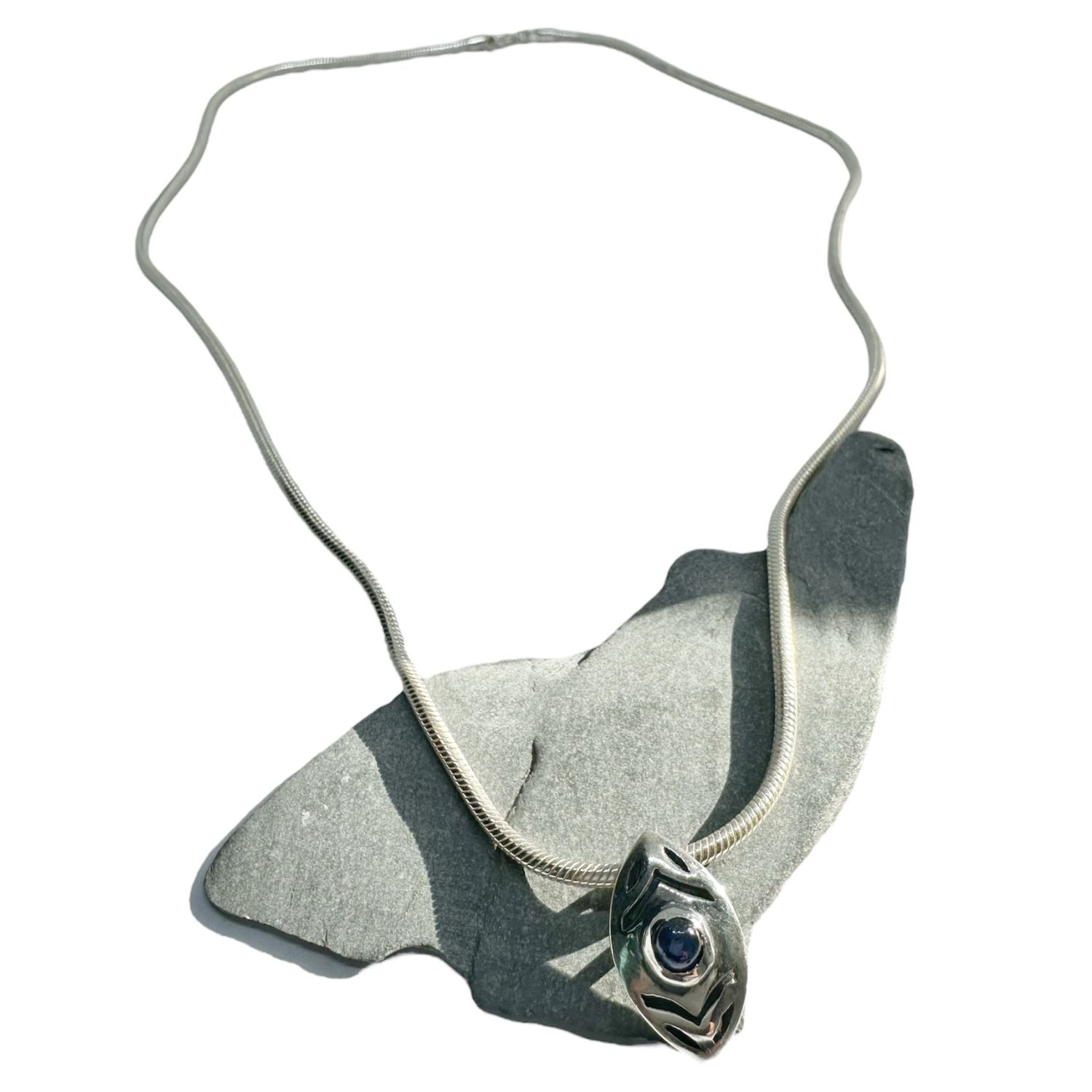 Eclipse Eye Unique Necklace – Sterling Silver & Blue Sapphire - Tg-Jewellery By Tamara Gervasio