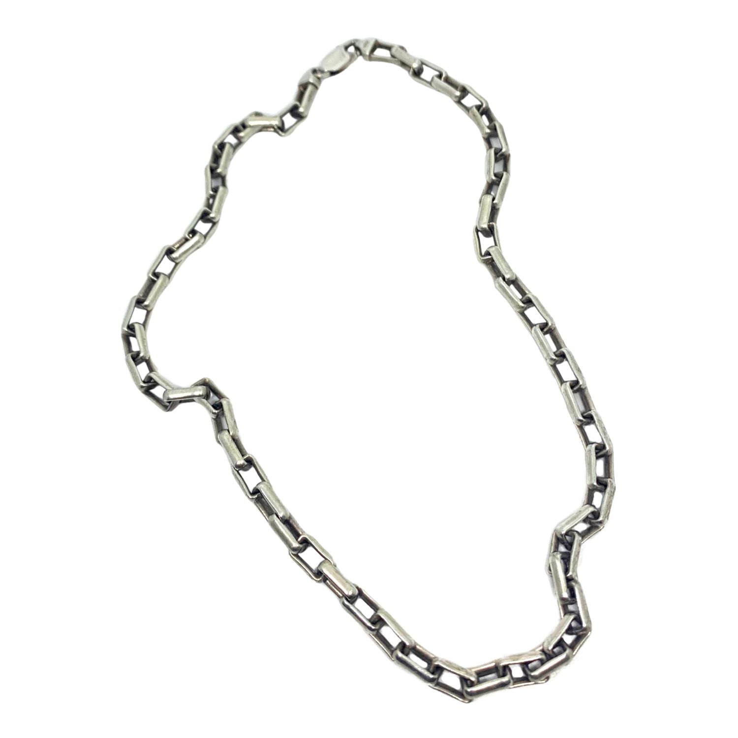 Men’s Rectangular Trace Chain Necklace in Sterling Silver 925 – 47cm - Tg-Jewellery By Tamara Gervasio
