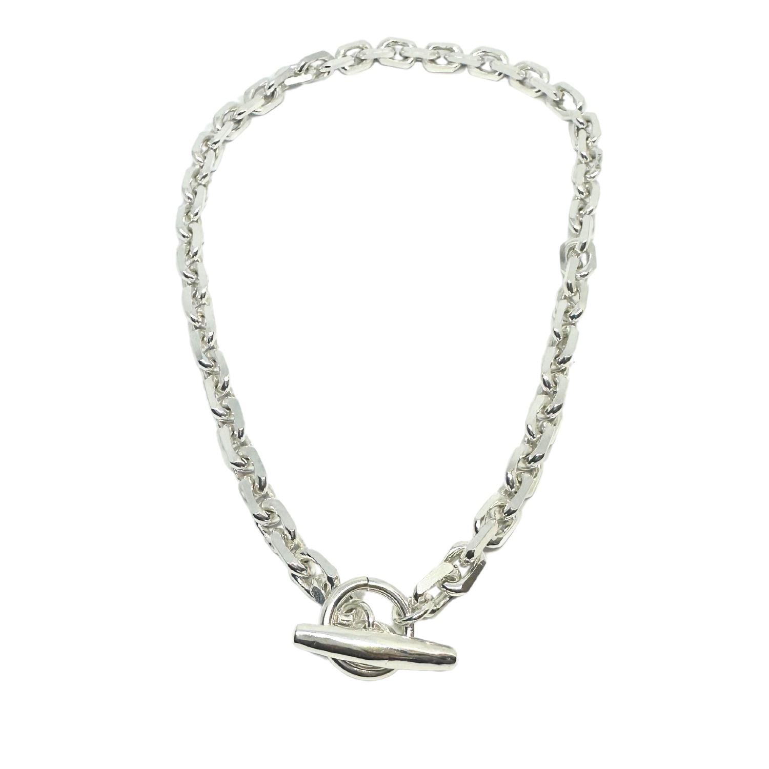 Men’s Rectangular Trace Choker T-bar Necklace – Sterling Silver 925 - Tg-Jewellery By Tamara Gervasio