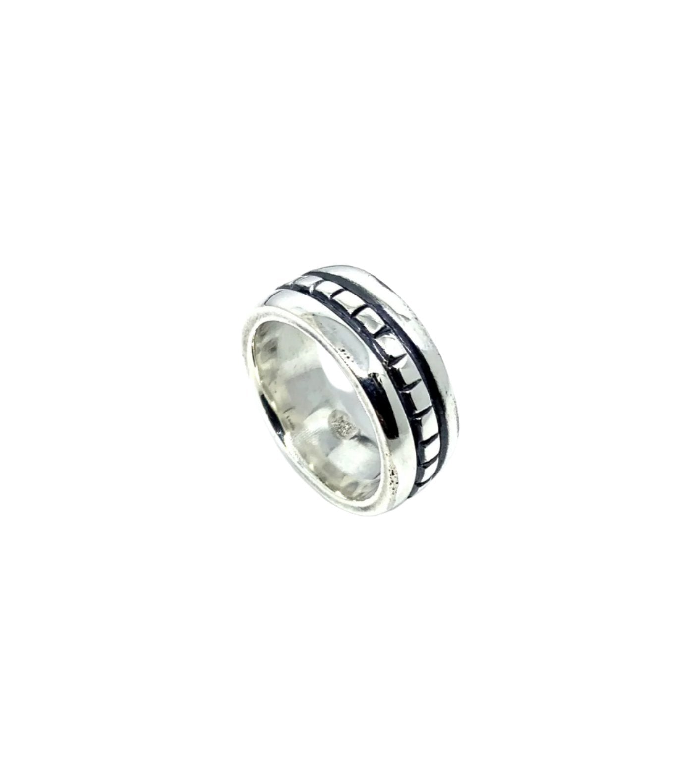 Sterling silver 925 square band ring with oxidised and polished finish, 7.68mm wide, handmade in Cornwall – Chunky Collection- Tg-Jewellery By Tamara Gervasio