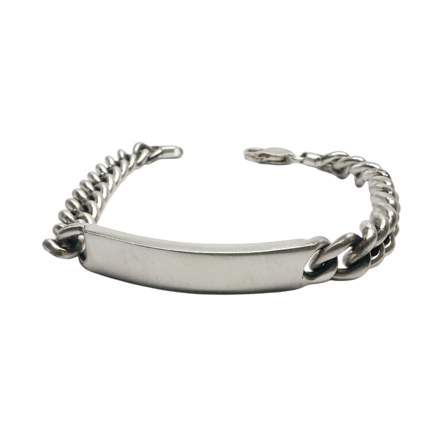 Sterling silver ID bracelet with curb chain and satin finish — TG-Jewellery