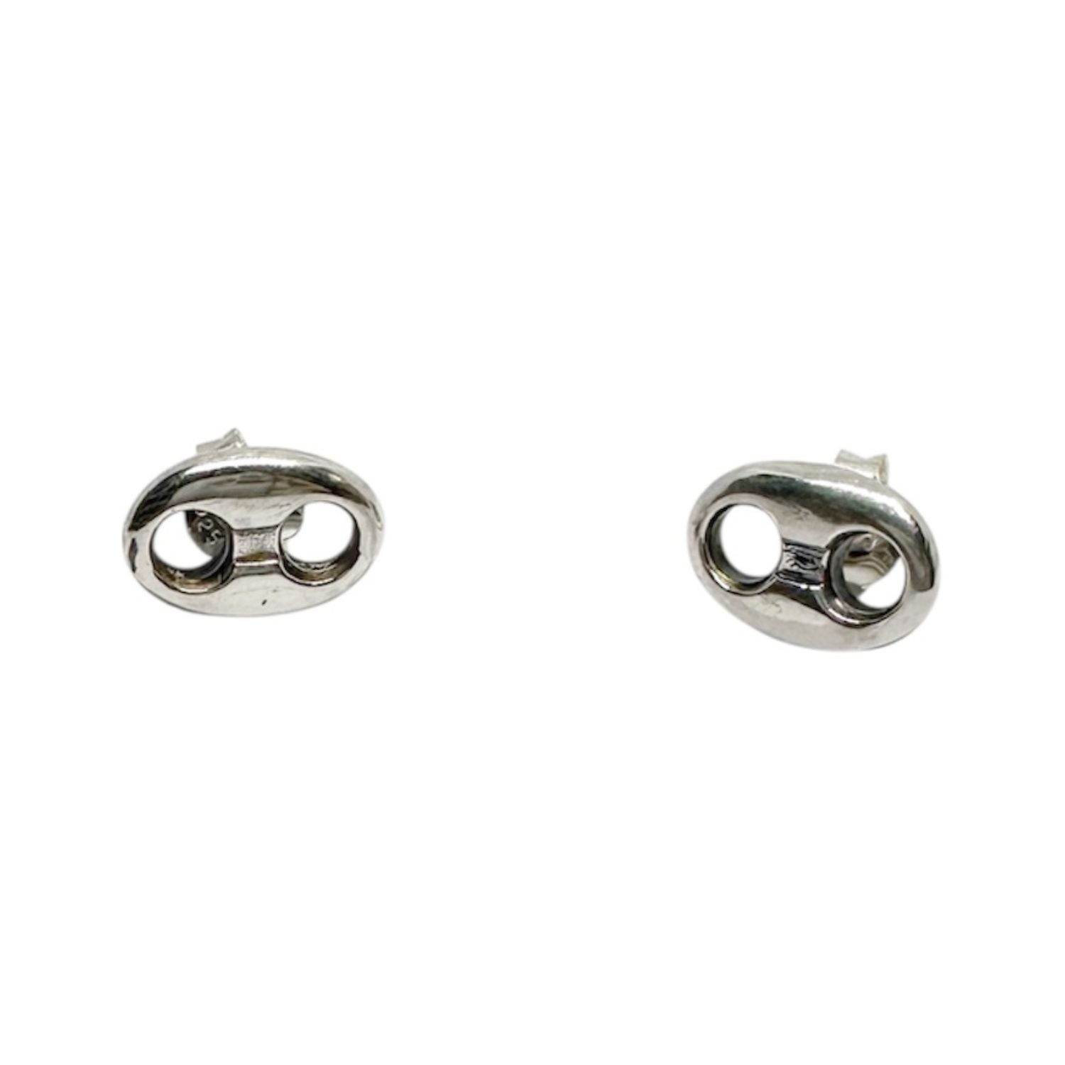 Hand-Carved Anchor Link Stud Earrings detail – Sterling Silver 925 – TG-Jewellery