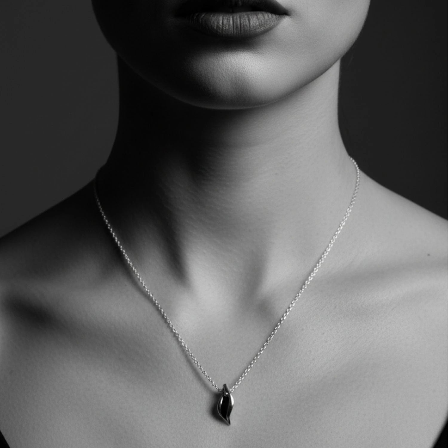Erotika sterling silver necklace worn on 1.3mm trace chain, 45cm length, gold and silver contrast, Tg-Jewellery