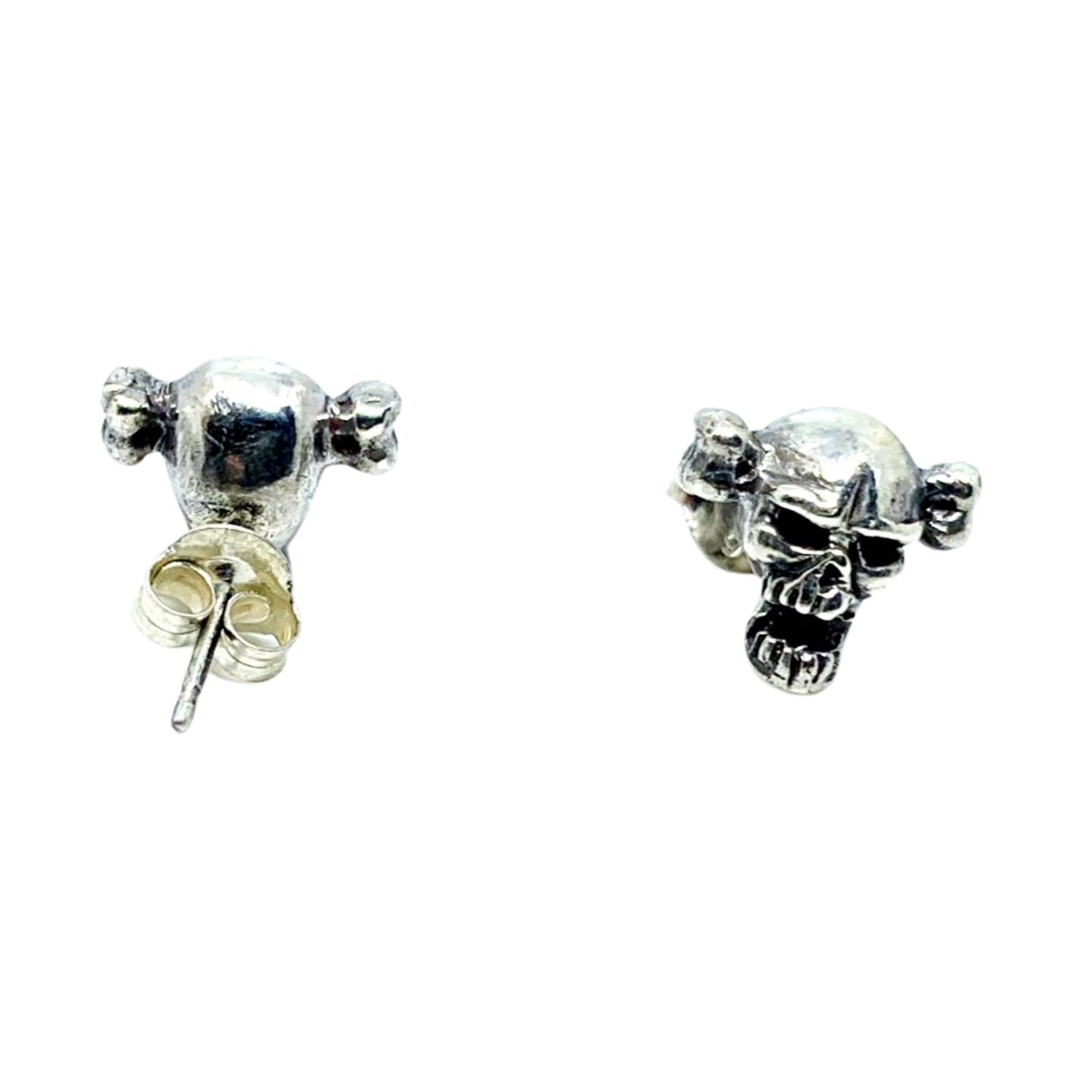Sterling Silver Skull Bone Stud Earrings – Handcrafted Gothic Style - Tg-Jewellery By Tamara Gervasio