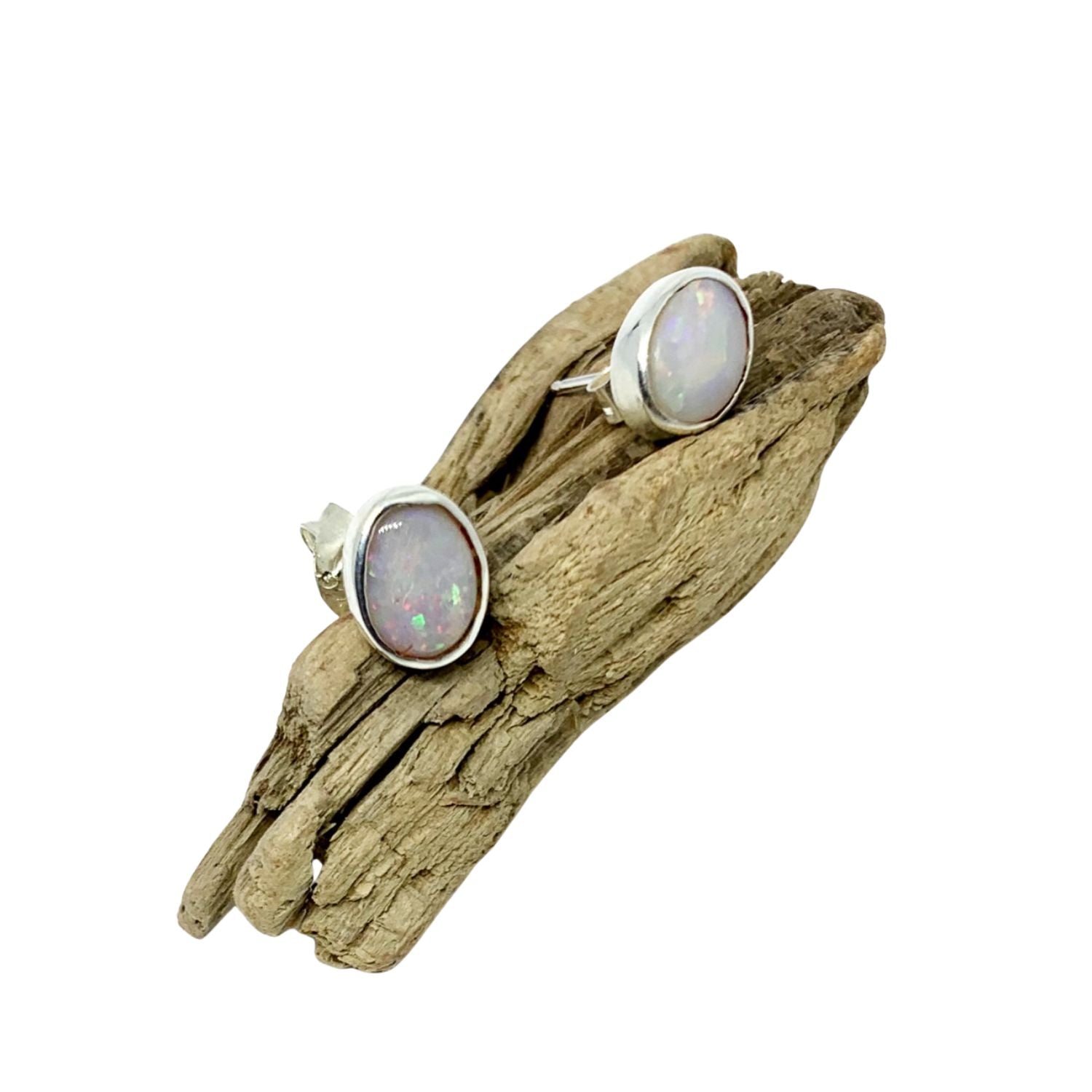 One-of-a-Kind Opal Stud Earrings in Recycled Sterling Silver