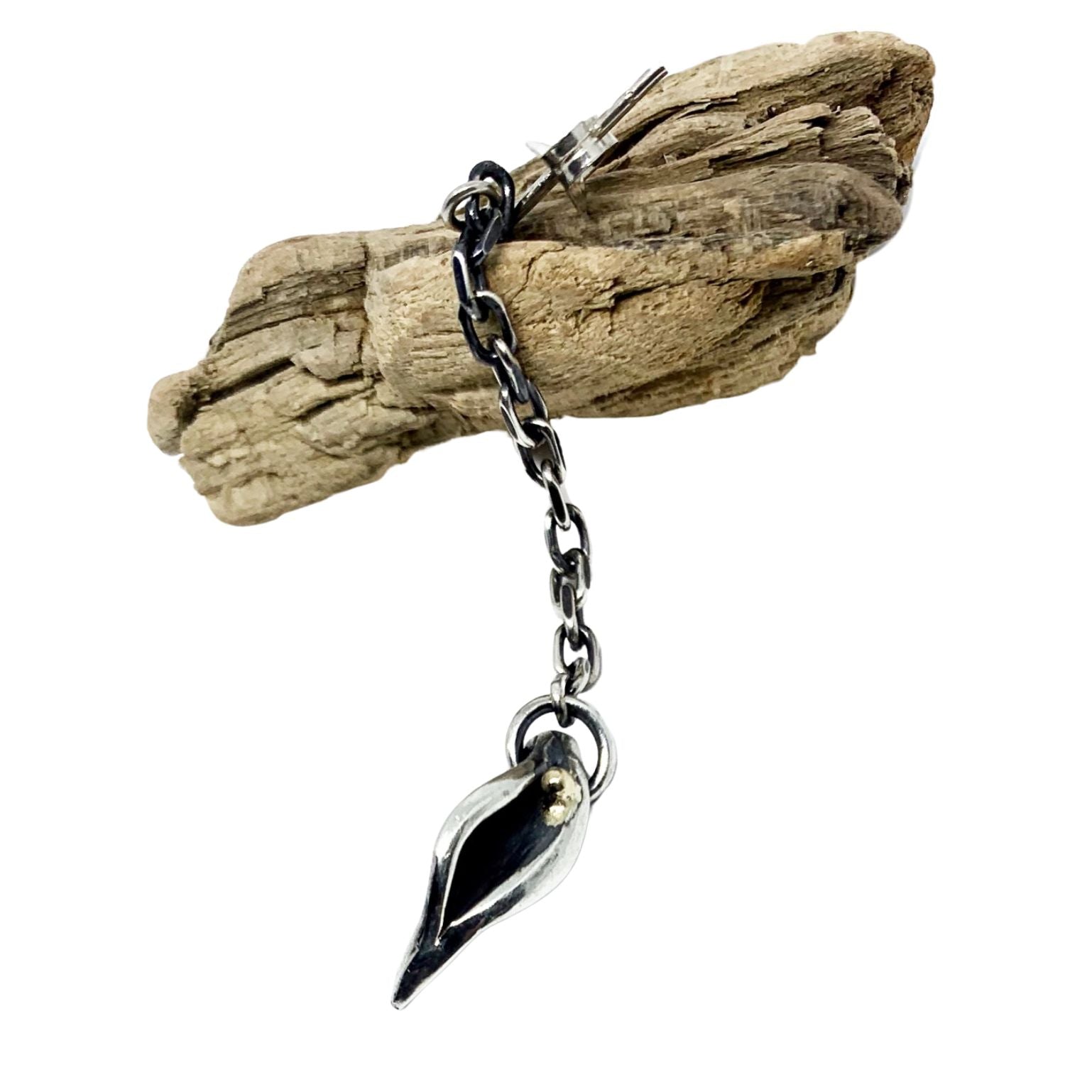 Erotika Solo Drop Earring – Sterling Silver 925 with 9K Gold Accent - Tg-Jewellery By Tamara Gervasio