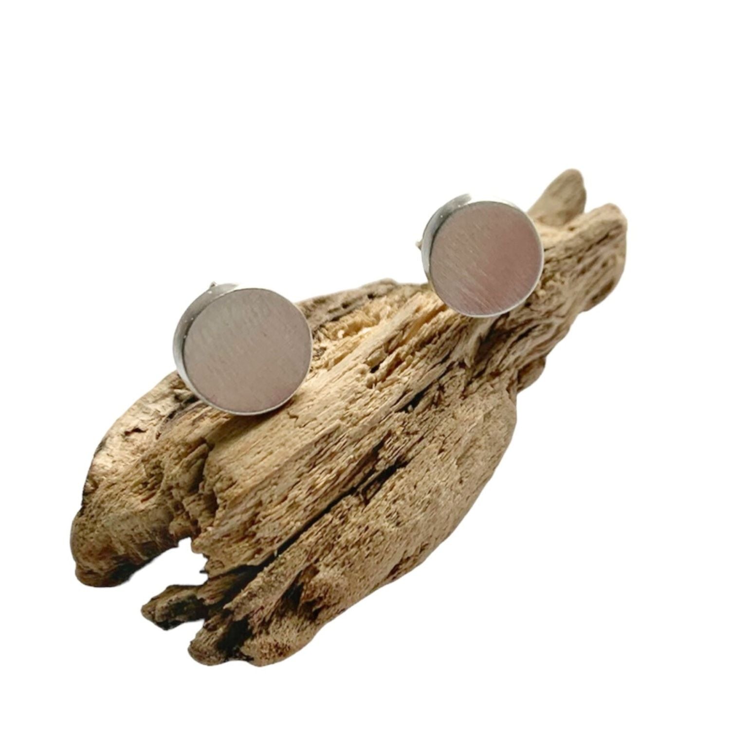 Circle Stud Earrings – Sterling Silver, Handmade