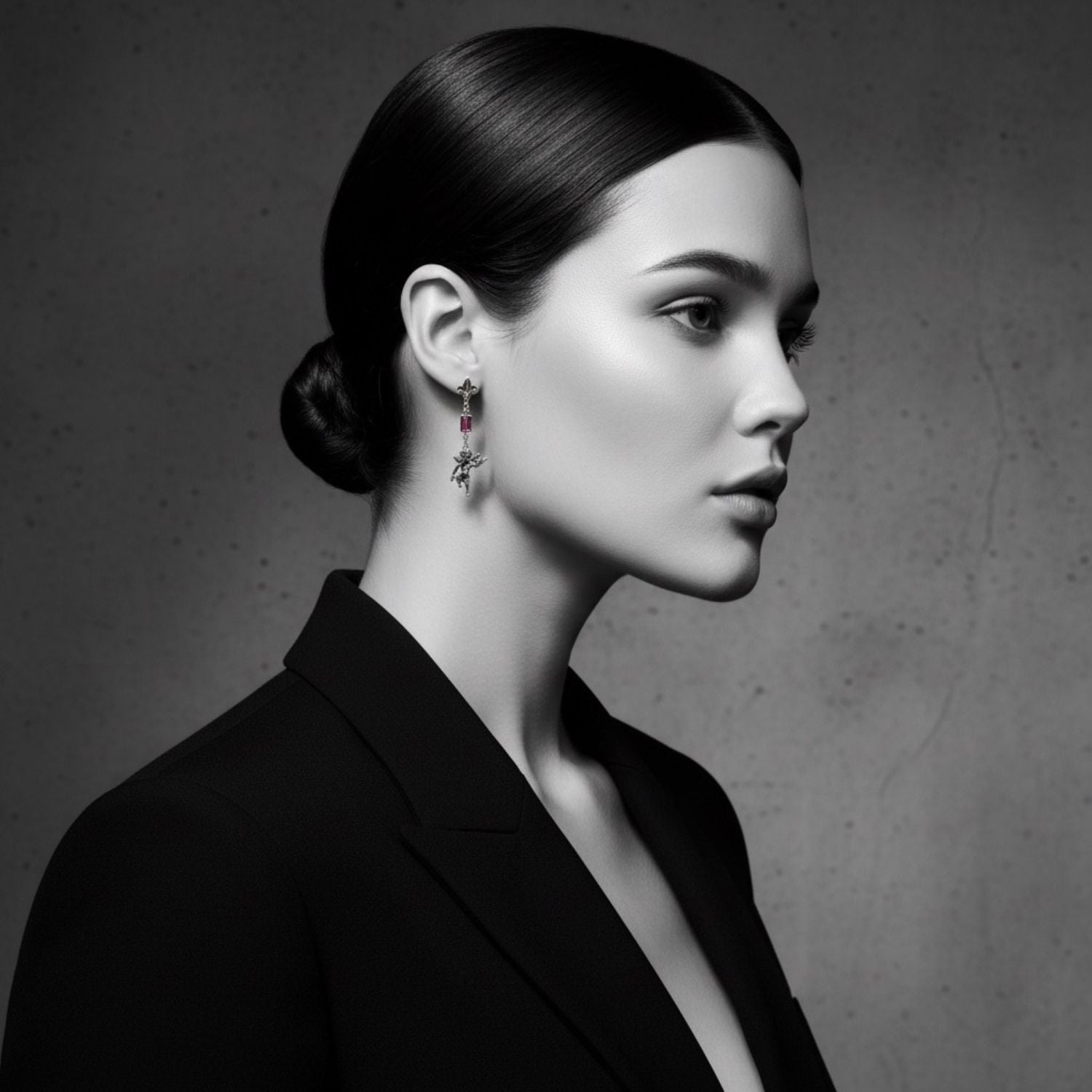 One of A Kind Ancient Cherub Earrings in Sterling Silver with Amethyst & Aquamarine