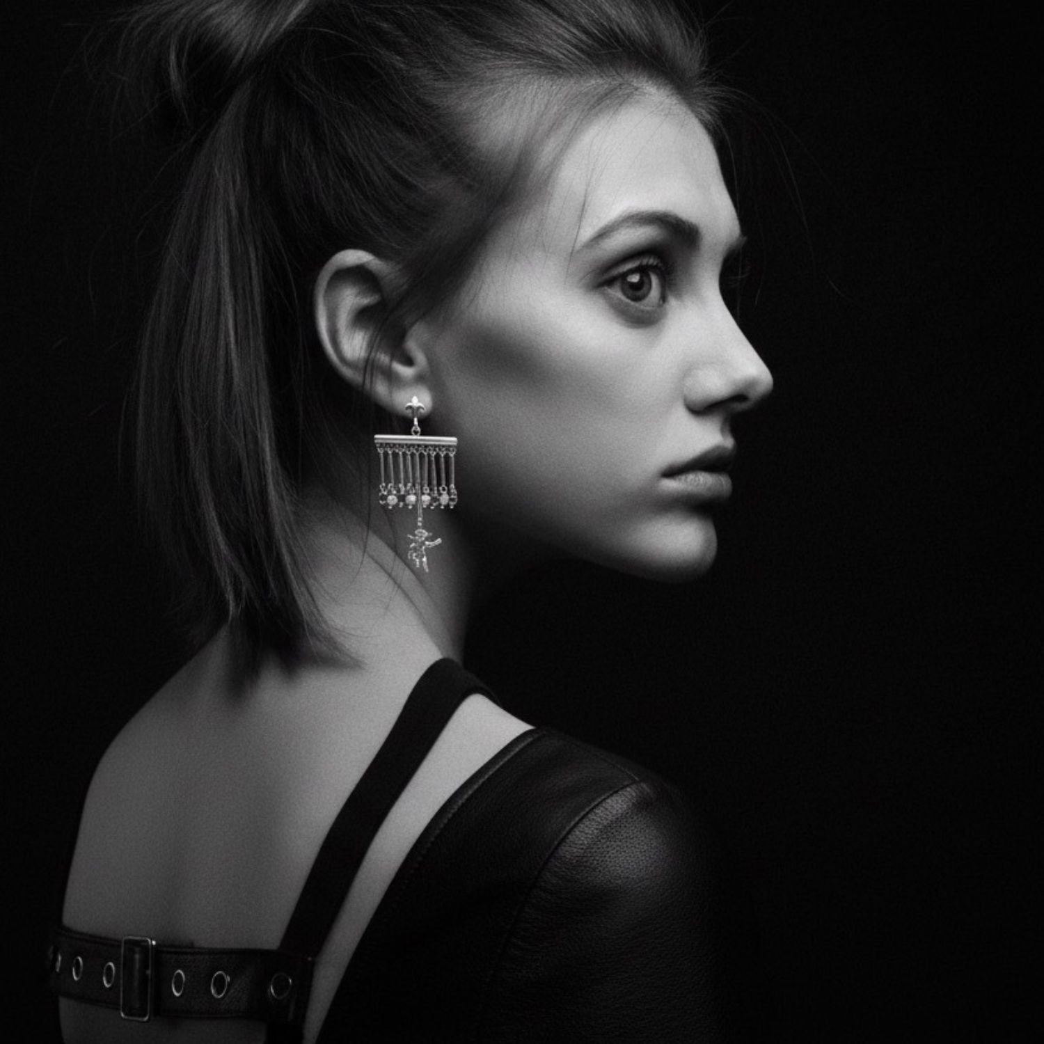 Sterling Silver Cherub Chandelier Earrings with Garnet & Turquoise – Lost Wax Carving