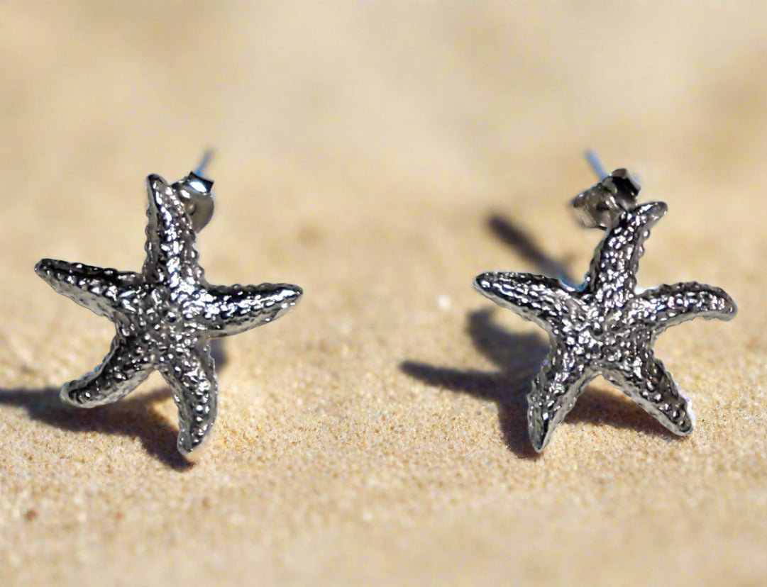 Starfish Stud Earrings – Sterling Silver 925 or Custom Gold - Tg-Jewellery By Tamara Gervasio