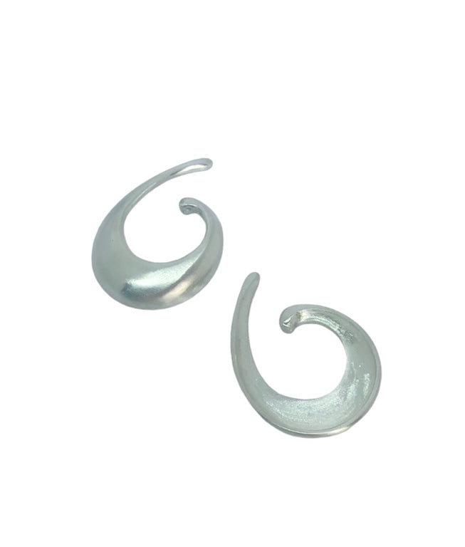 Handcrafted Silver Conchiglia Ear Cuffs – Sterling Silver 925, Satin Finish Earrings - Tg-Jewellery By Tamara Gervasio
