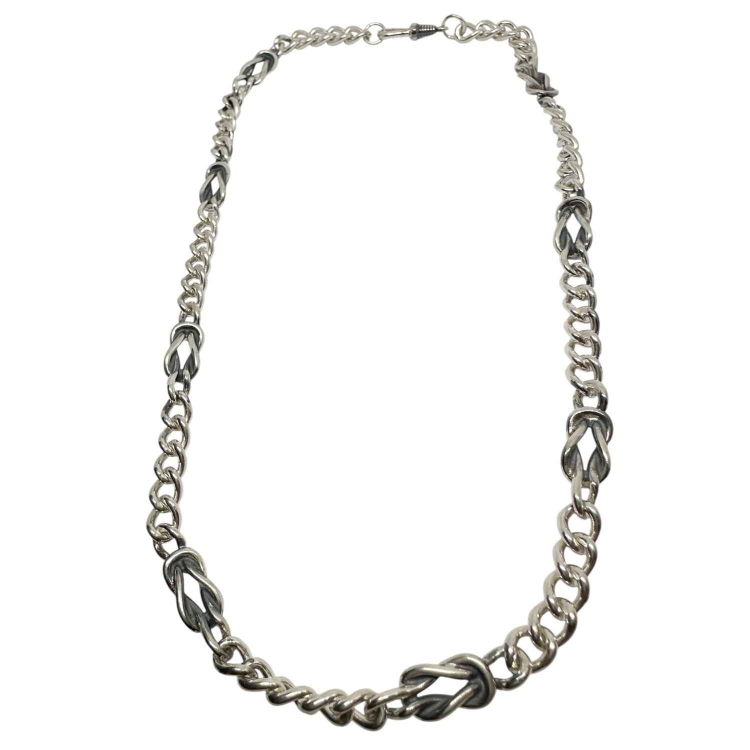 Men’s Sterling Silver Nautical Knot Necklace – Curb Chain Design - Tg-Jewellery By Tamara Gervasio