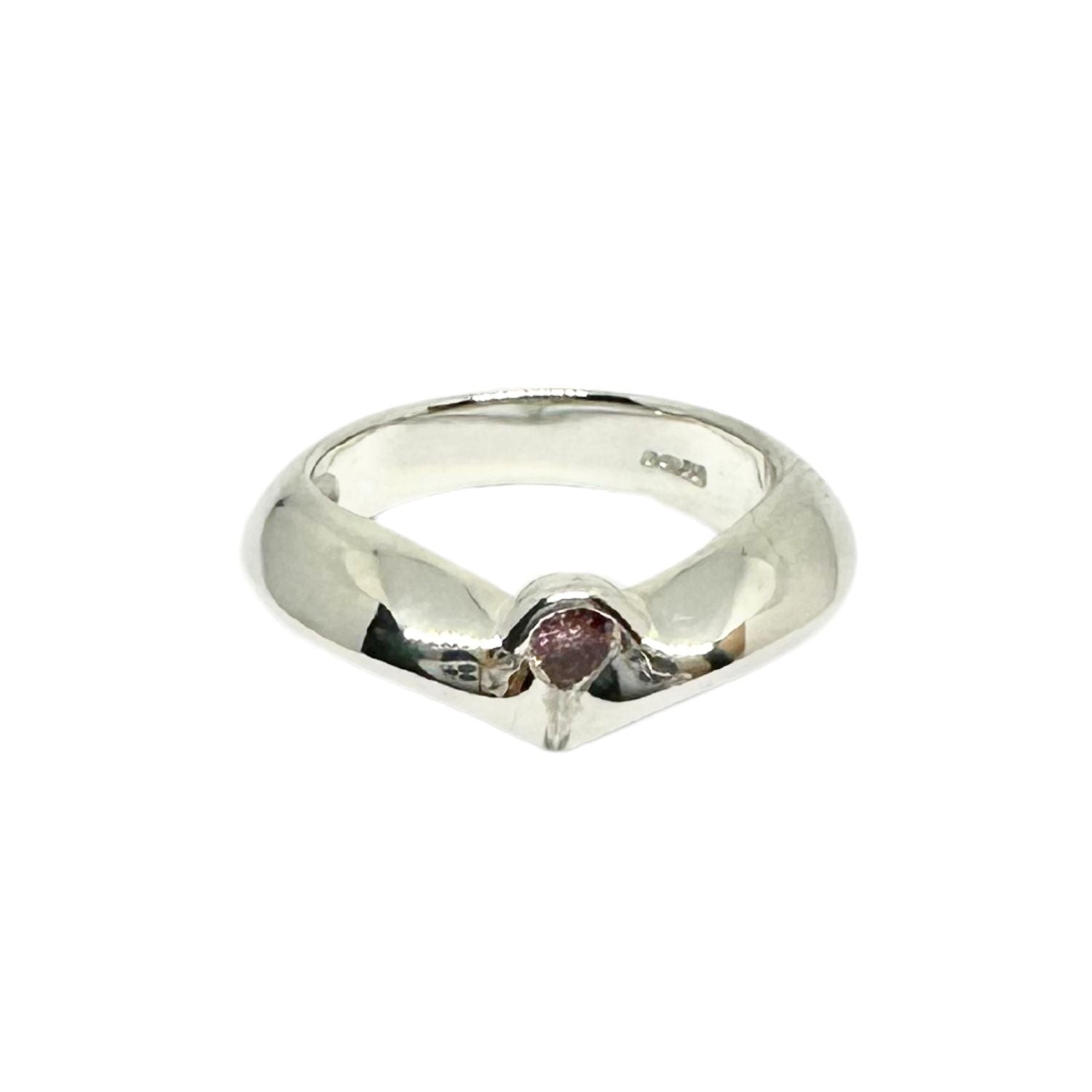 Heart-Shaped Band Ring – Sterling Silver 925 with Pink CZ - Tg-Jewellery By Tamara Gervasio