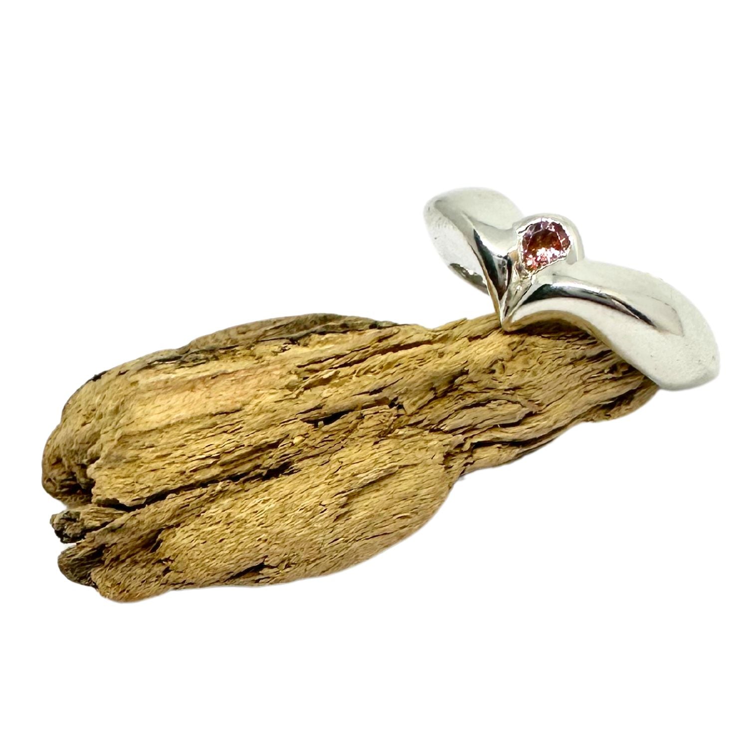 Heart-Shaped Band Ring – Sterling Silver 925 with Pink CZ - Tg-Jewellery By Tamara Gervasio