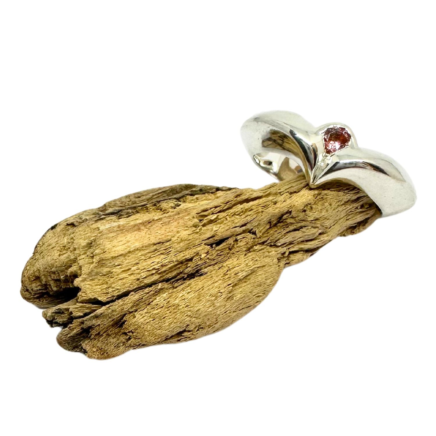 Heart-Shaped Band Ring – Sterling Silver 925 with Pink CZ - Tg-Jewellery By Tamara Gervasio