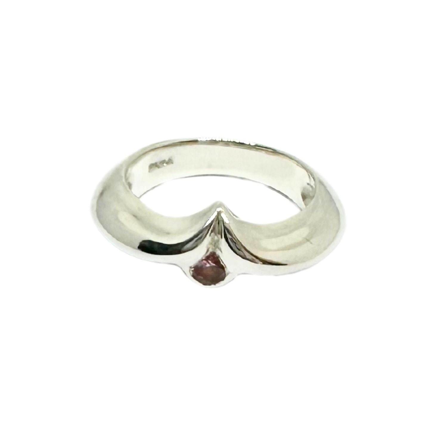 Heart-Shaped Band Ring – Sterling Silver 925 with Pink CZ - Tg-Jewellery By Tamara Gervasio