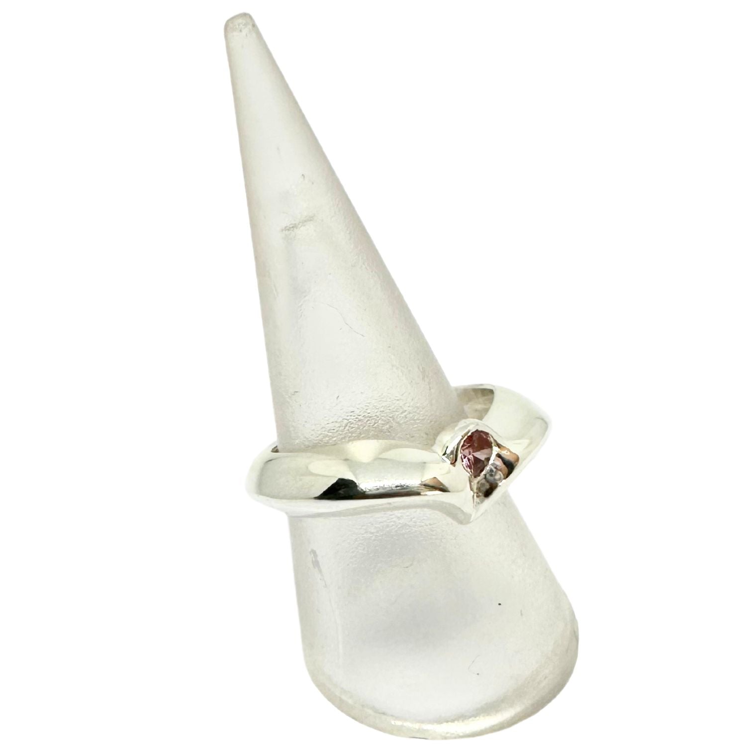 Heart-Shaped Band Ring – Sterling Silver 925 with Pink CZ - Tg-Jewellery By Tamara Gervasio