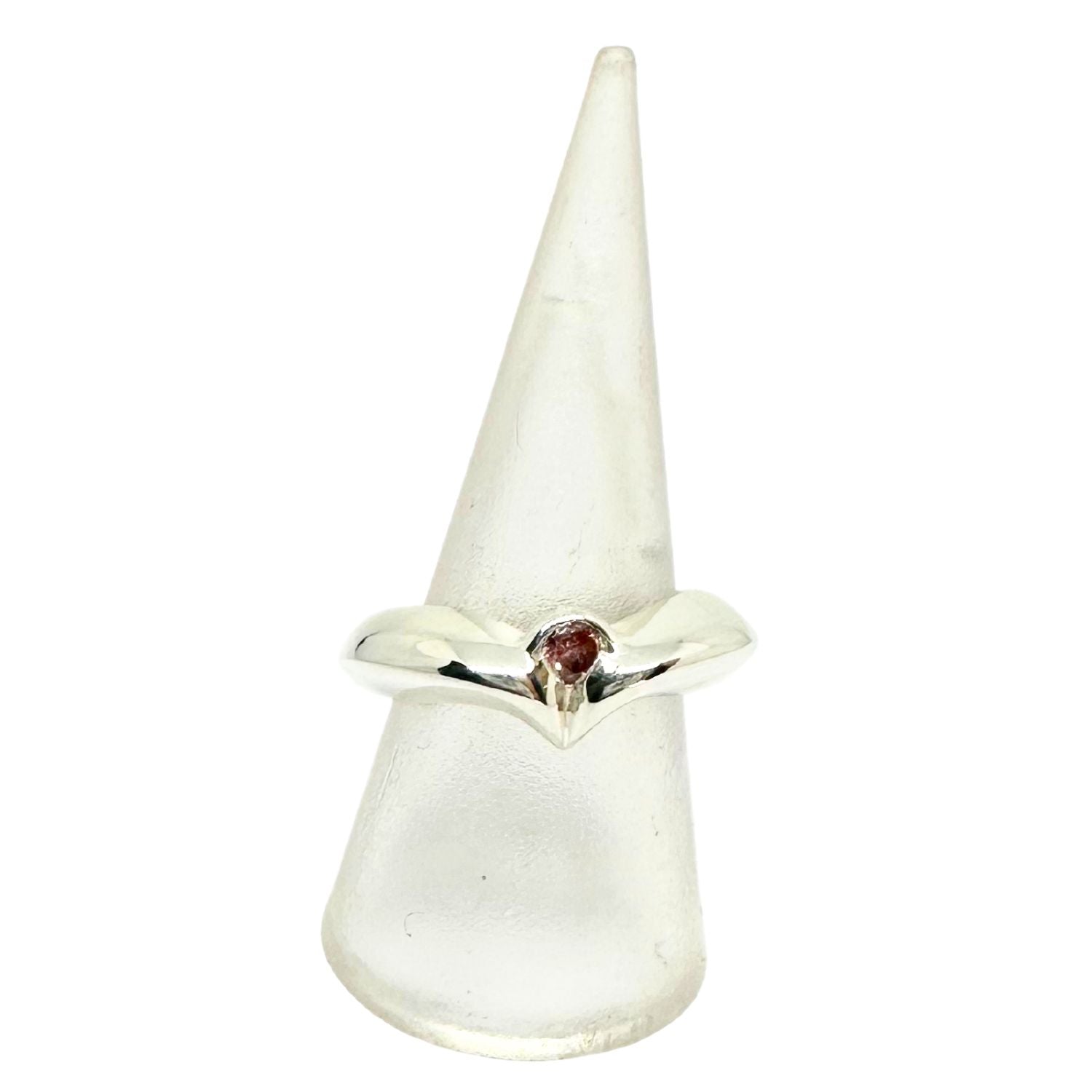 Heart-Shaped Band Ring – Sterling Silver 925 with Pink CZ - Tg-Jewellery By Tamara Gervasio